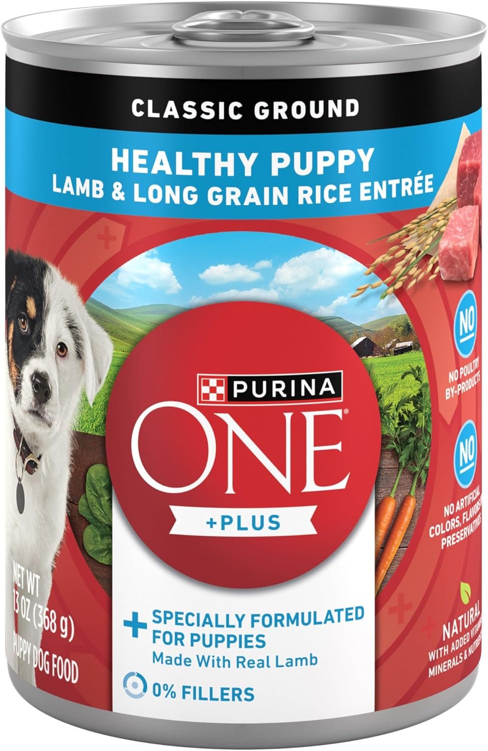 Purina ONE Plus Wet Puppy Food Classic Ground Healthy Puppy Lamb and Long Grain Rice Entree – (Pack of 12) 13 oz. Cans