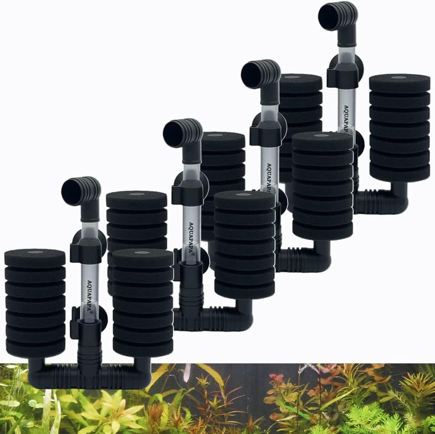 4X Dual Bio Sponge Filter for Betta Fry Aquarium Fish Tank Up to 30 Gallon Each (Dual Sponge Filters 4-Pack)