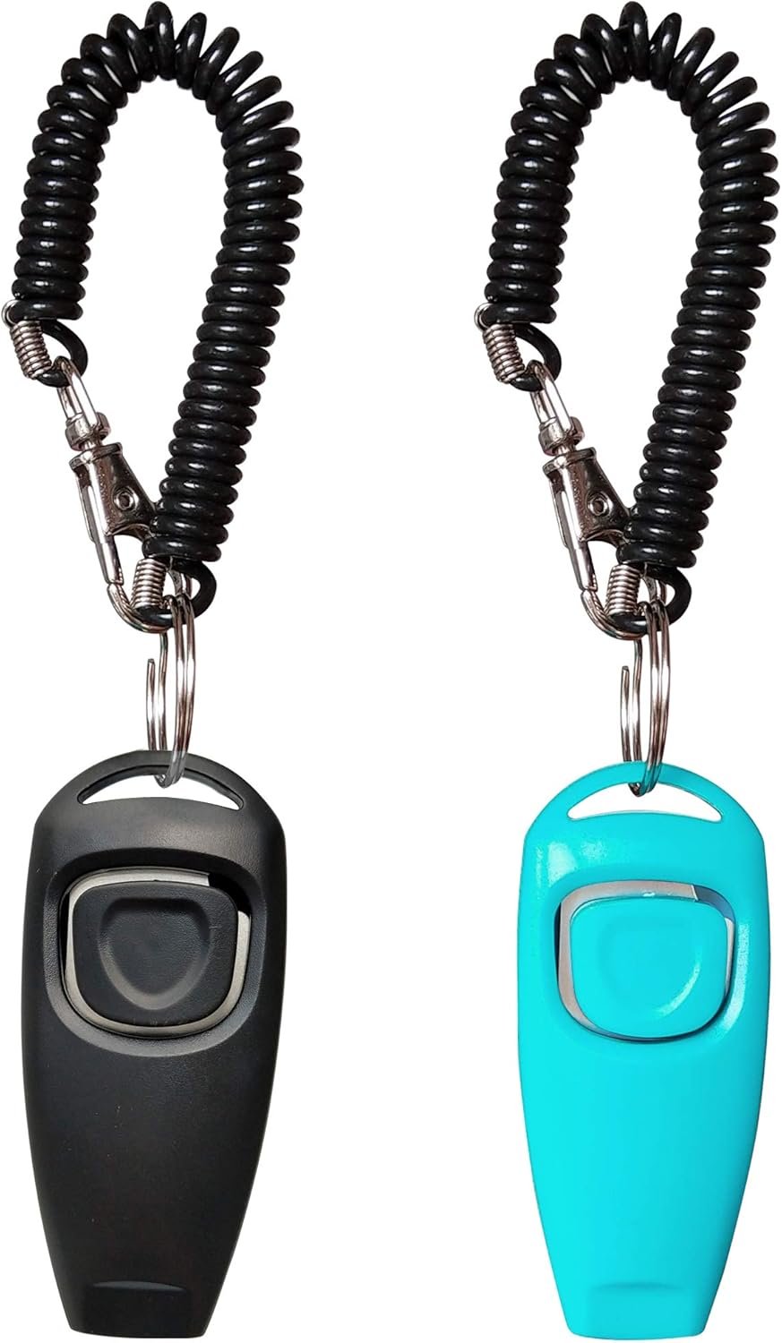 Pet Training Clicker Whistle with Wrist Strap – Dog Training Clickers (Black + Blue)