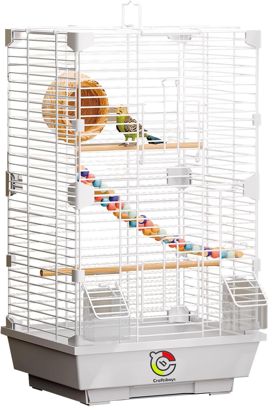 Basic Bird Cage, 24.8inch Parrot Cage (24.8″ x 14.6″ x 11″),Bird Cage with Ladder, Horizontal Bar, 2 Feeders, and Swing