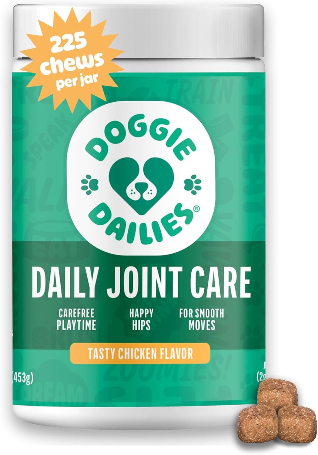 Doggie Dailies, Hip and Joint Supplement for Dogs, Glucosamine Chondroitin, Premium Hip and Joint Chews for Dogs All Breeds & Sizes, Dog Vitamins and Supplements, (Chicken) 225 Chews