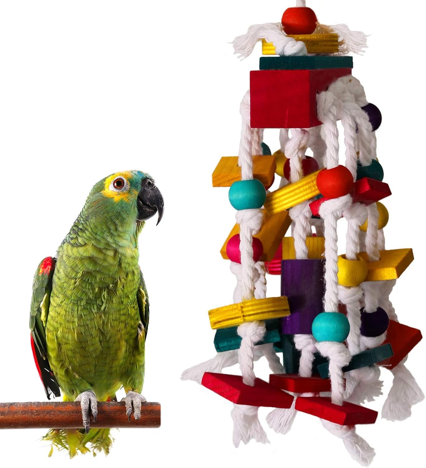 Rypet Bird Chewing Toy – Parrot Cage Bite Toys Wooden Block Bird Parrot Toys for Small and Medium Parrots and Birds