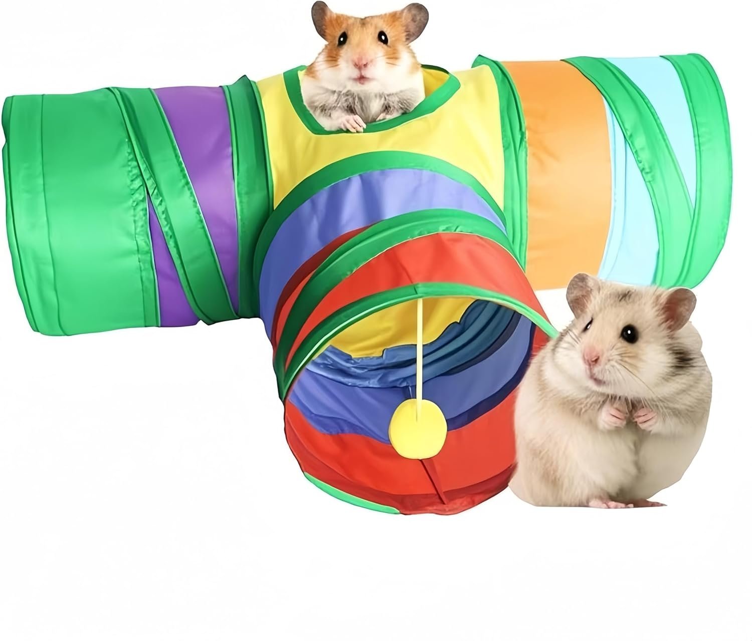 Guinea Pig Tunnel Toys with 3 Way,Collapsible Rabbit Tunnel Small Pet Activity Tubes with Plush Ball for Baby Bunny Hamster Hedgehog Gerbils Ferret Playing and Hiding