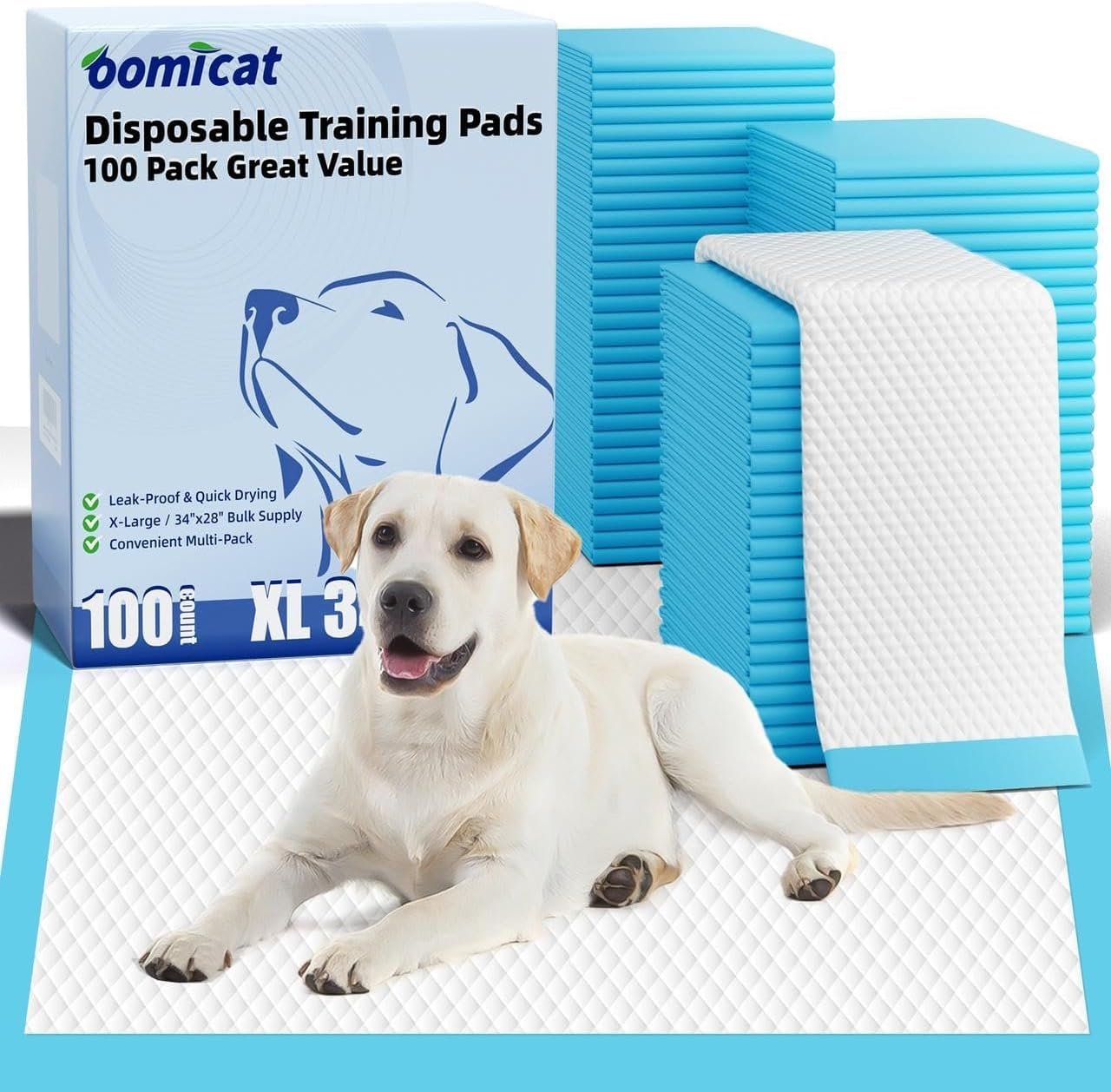 Puppy Pads XL 100 Count, Dog Pee Pads Extra Large, 34″x28″ Pee Pads for Dogs, X-Large Disposable Dog Training Pads Super Absorbent&Leak-Proof, Quick-Dry Potty Piddle Pads for Doggy, Cats, Pet Supplies