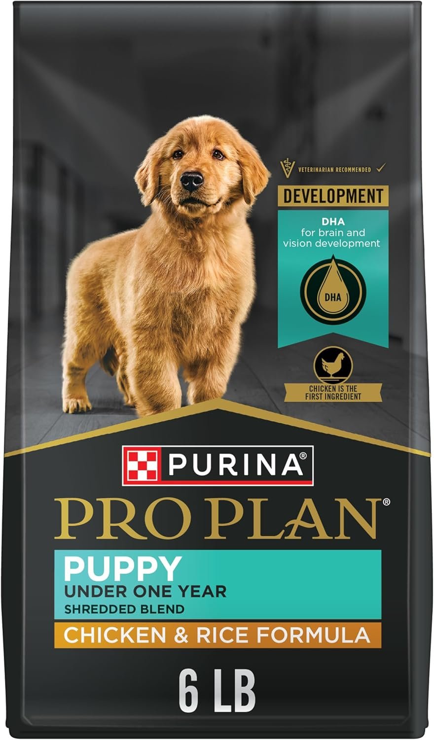 Purina Pro Plan High Protein Puppy Food Shredded Blend Chicken & Rice Formula – 6 lb. Bag