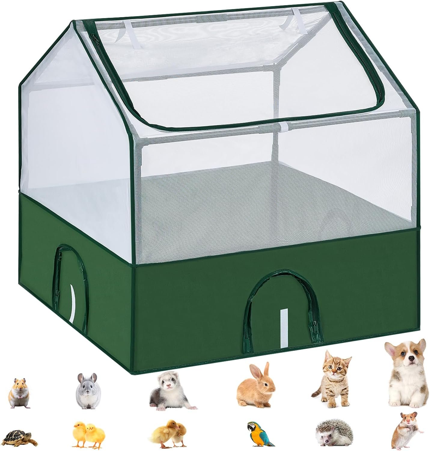 Dinmo Small Animal Playpen, Guinea Pig Cages, Rabbit Playpen, Puppy Play Pen for Indoors, Pet Playpen with Waterproof Floor for Hamsters, Hedgehogs, Bunny, Indoor Outdoor Portable Fence, Green