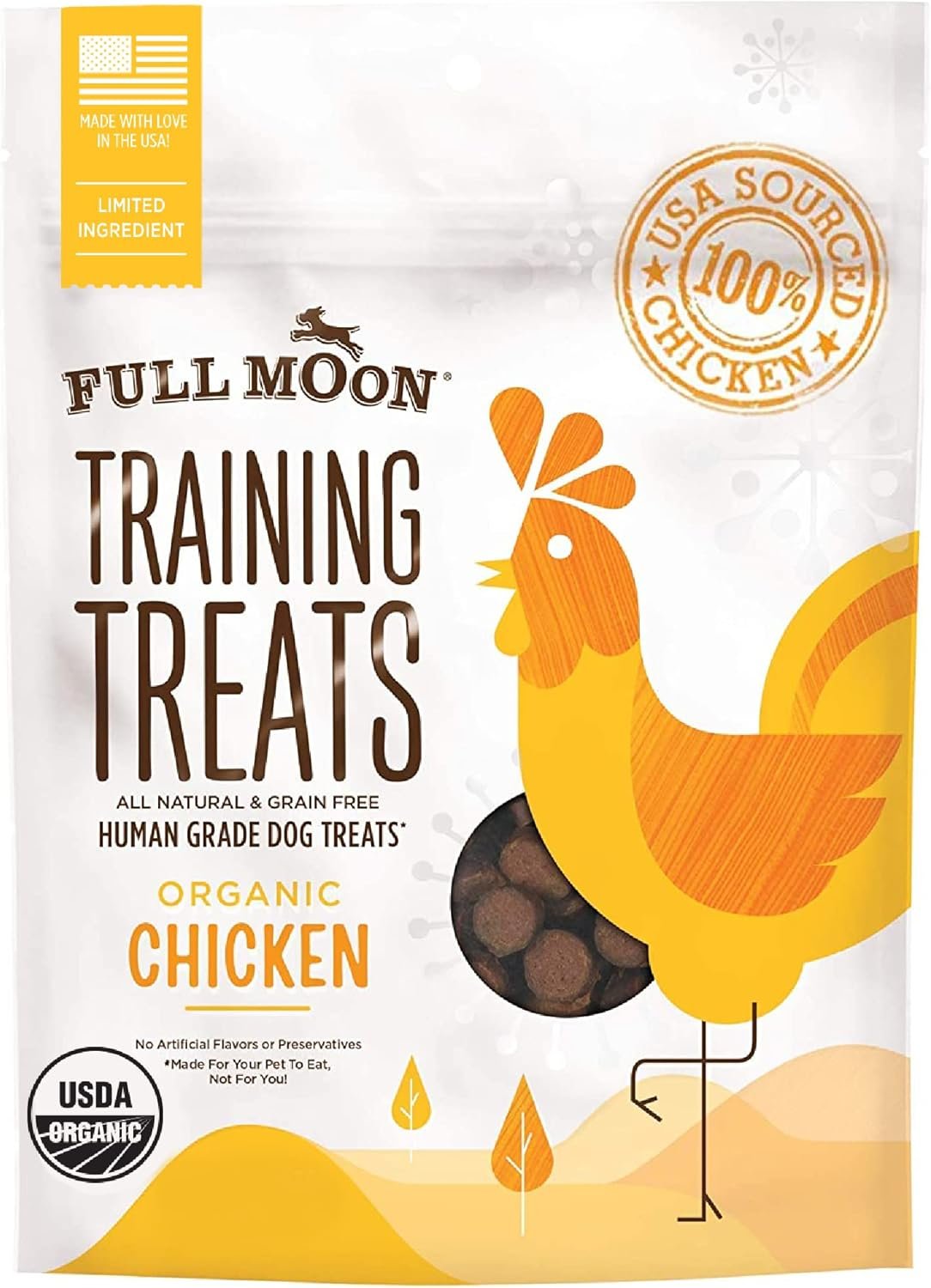 Full Moon USDA Organic Chicken Training Treats Healthy All Natural Dog Treats Human Grade 175 Treats 6 Ounce (Pack of 1)