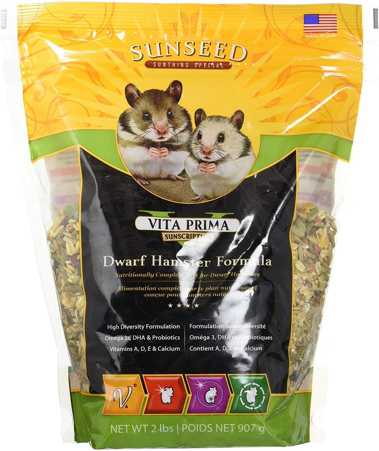 Sunseed 36070 Vita Prima Sunscription Dwarf Hamster Food – High-Variety Formula – 2 LBS