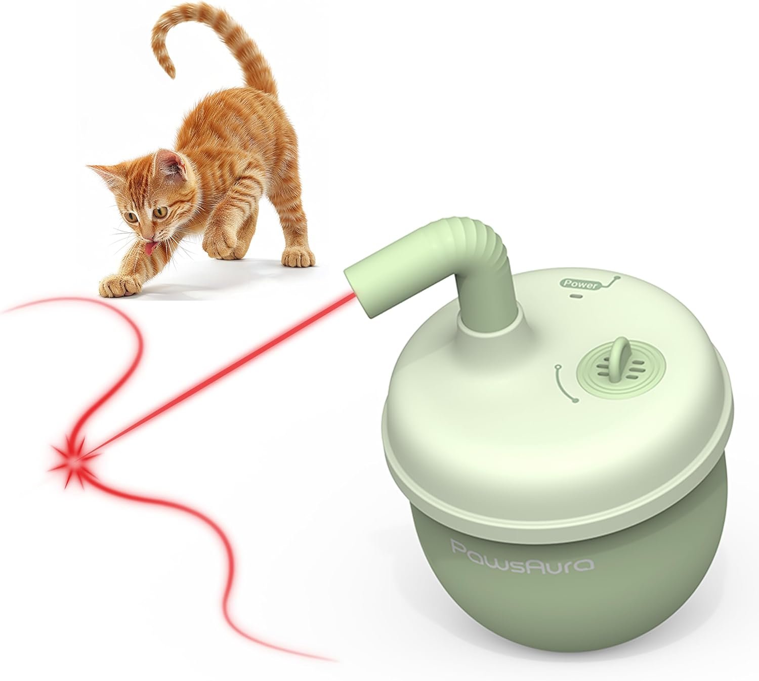 MayMaw Automatic Cat Laser Toy – 360° Self-Balancing Laser with 3 Adjustable Speeds & USB Rechargeable Interactive Toy for Bored Indoor Cats (Green)
