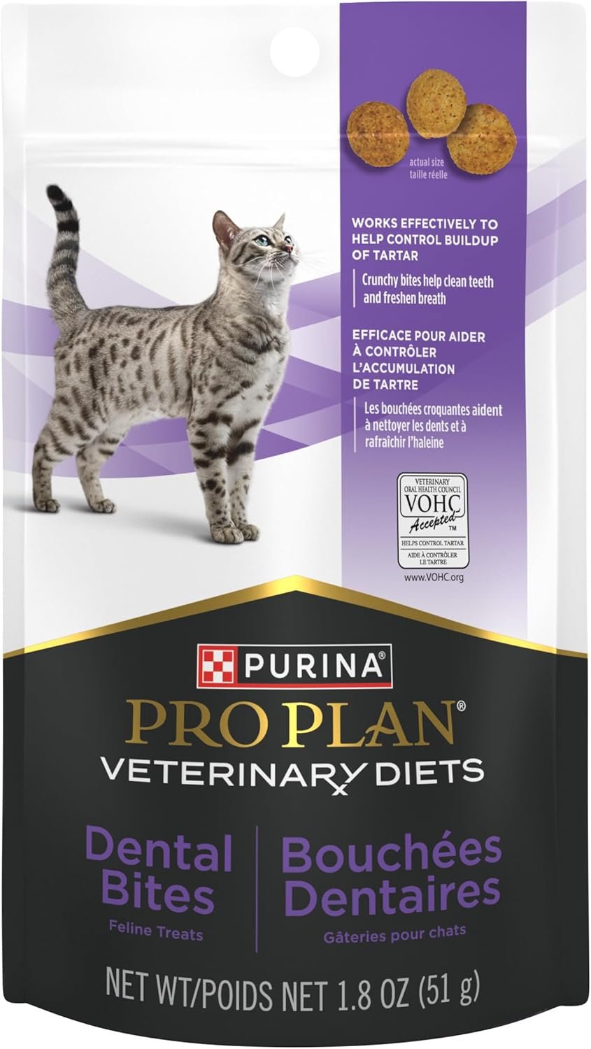 Purina Pro Plan Veterinary Diets Dental Bites Cat Treats – 1.8 oz. Pouch