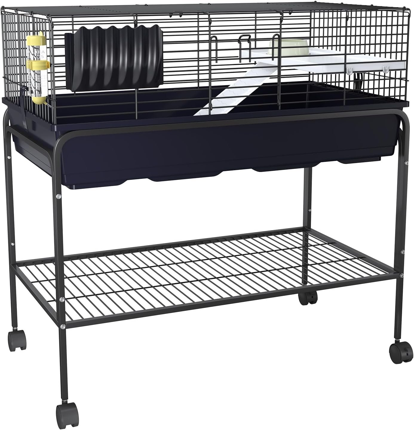 Guinea Pig Cage Kit, Small Animal Cage with Hay Holder, Water Bottle, Food Bowl, Metal Pet Habitat for Hamster, Chinchillas, Guinea Pigs, Rabbit, Squirrel, Gerbil