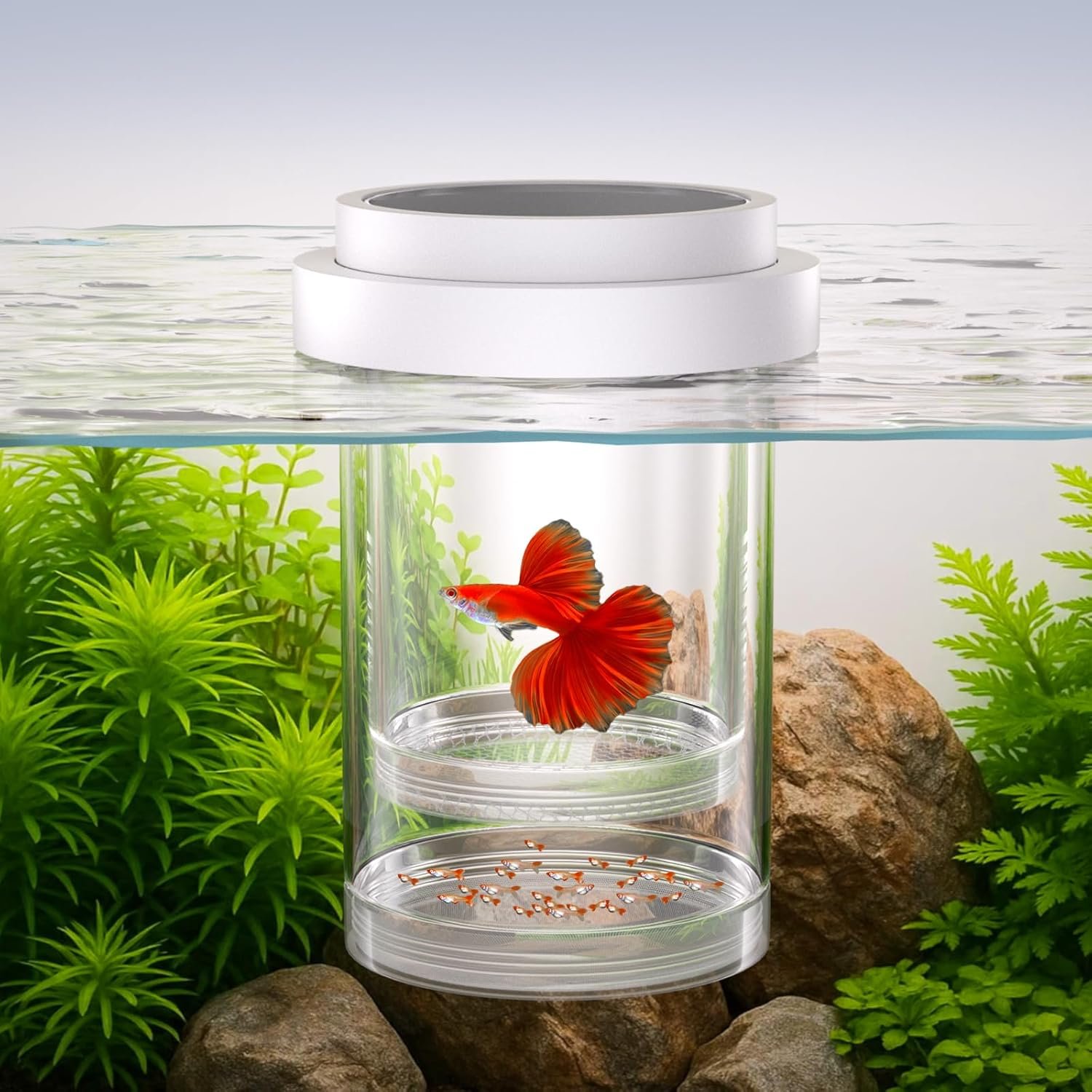 Floating Breeder Box for Fish Tank – Aquarium Isolation Separator Hatchery Incubator for Guppy, Betta, Clownfish, Coral, Baby & Injured Fish