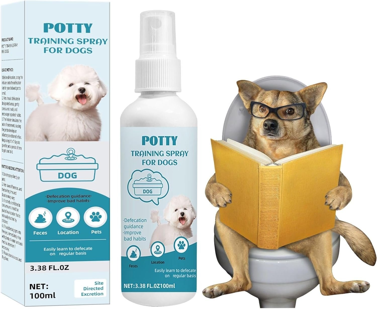 Dog Potty Training Spray,Puppy & Adult Dog Pee Training Spray, Indoor/Outdoor Training Proper Dog Pee Here Habits and Go to The Toilet in The Right Place, Safe & Effective Solution for Pet(3.38oz)
