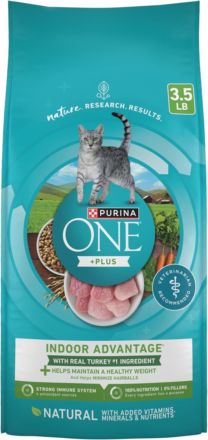 Purina ONE Natural, Low Fat, Weight Control, Indoor Dry Cat Food, +Plus Indoor Advantage – 3.5 lb. Bag