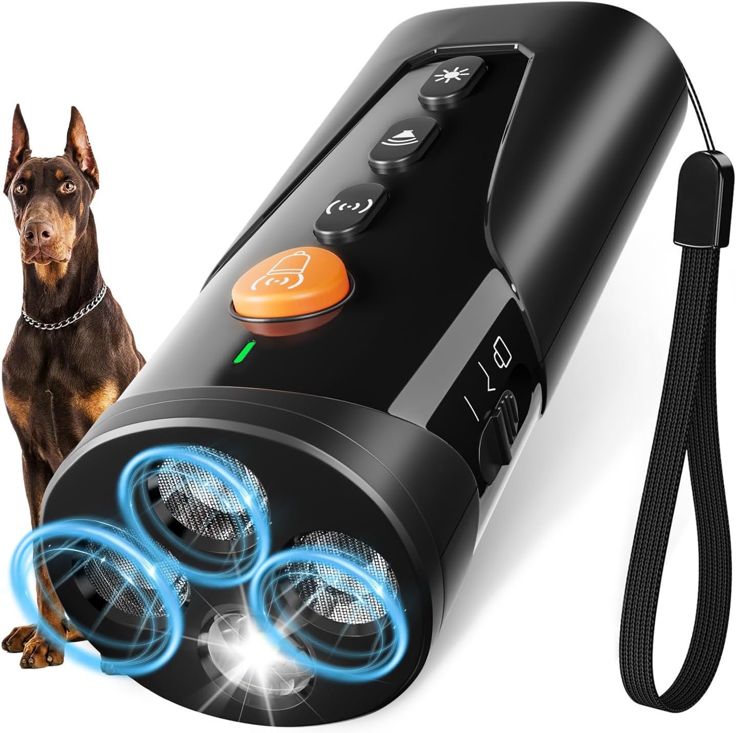 URCHIN Dog Bark Deterrent Device, 3X Ultrasonic Anti Barking Device 6 Modes Dog Trainer Rechargeable & Portable Safe Bark Control Indoor Outdoor for All Dogs with LED Flashlight – Black
