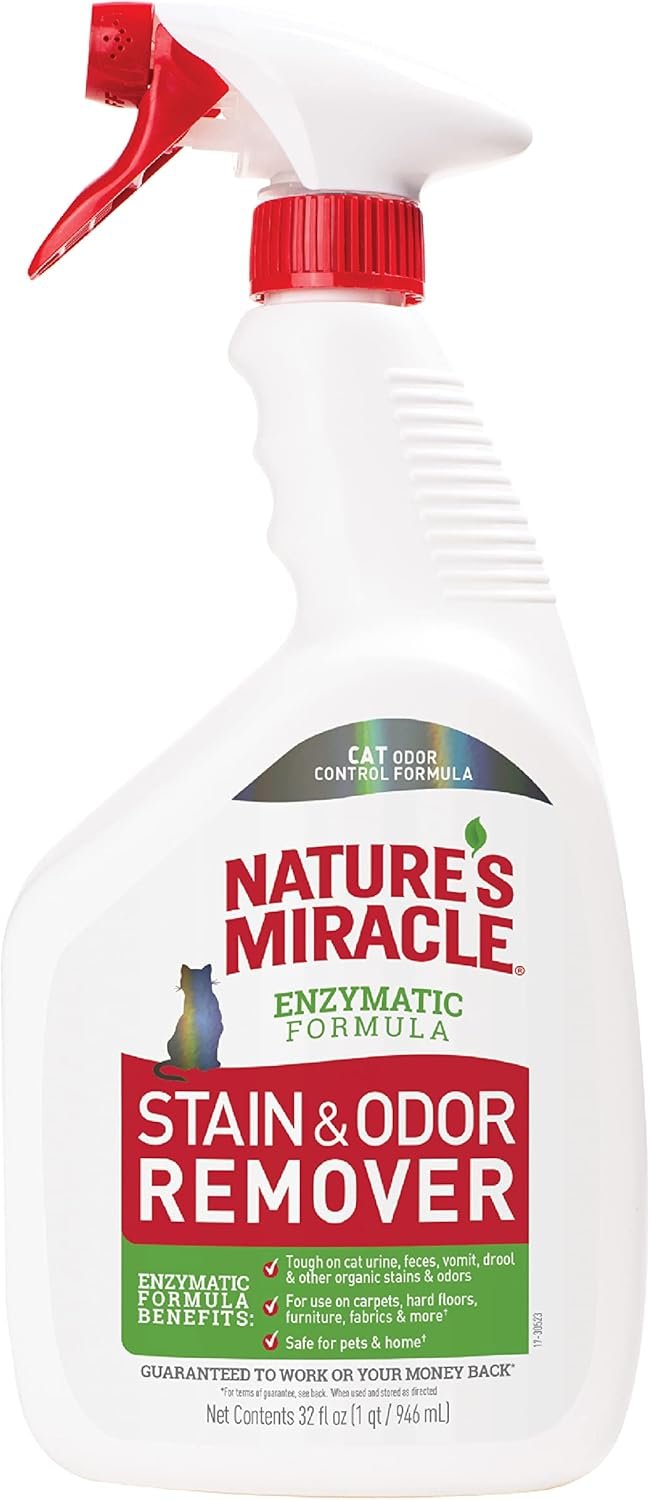 Nature’s Miracle Stain and Odor Remover, Spot Stain and Pet Odor Eliminator, Enzymatic Formula, 32 Ounce Spray