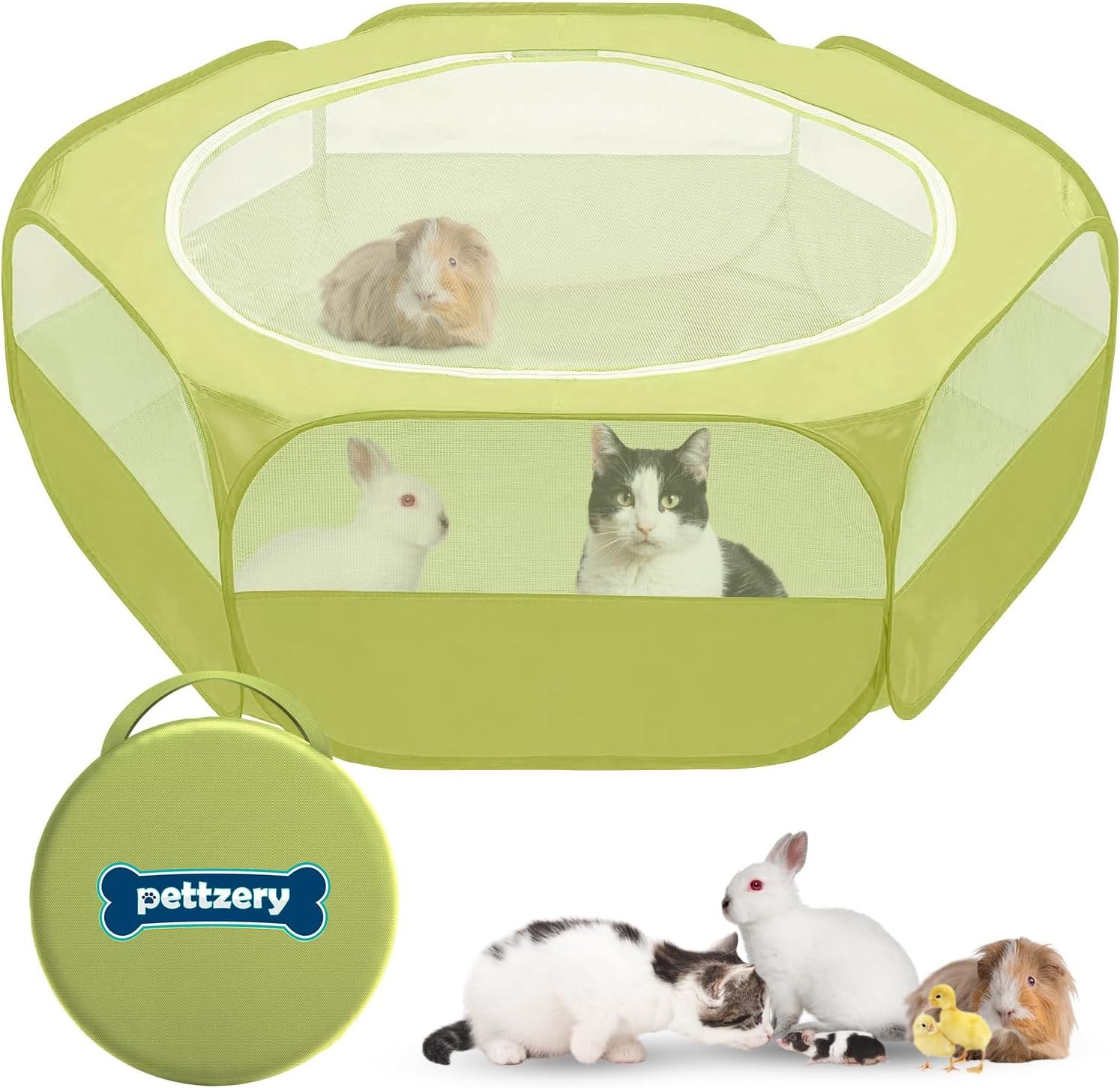 Small Animal Playpen with Zippered Top, Portable Waterproof Pet Cage (47″x23″) for Kitten, Bunny, Guinea Pig, Hamster, Chicken Brooder, Indoor & Outdoor Exercise Pen, Foldable Design