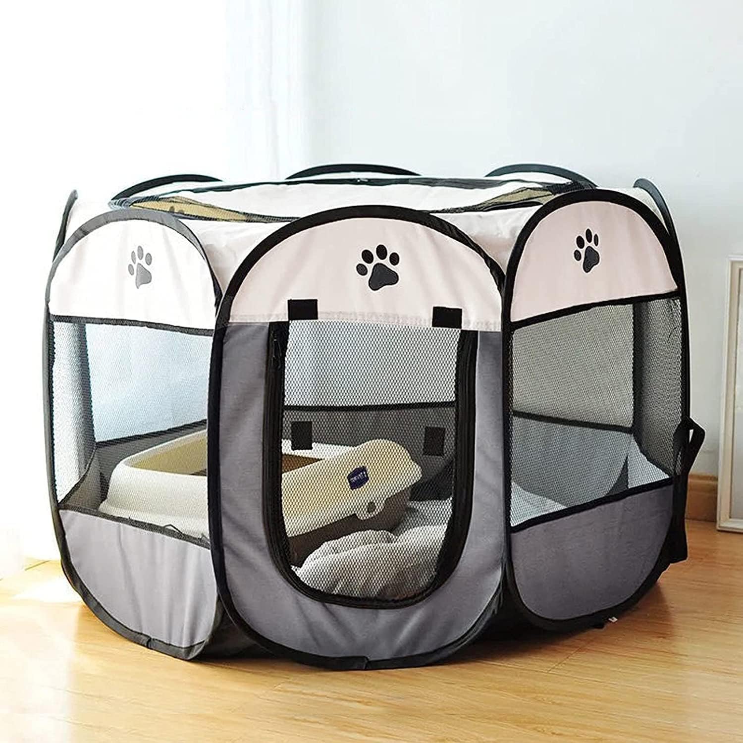 Portable Pet Playpen, Dog Playpen Foldable Pet Exercise Pen Tents Cat House Playground for Puppy Kitten Indoor Outdoor Travel Camping Use