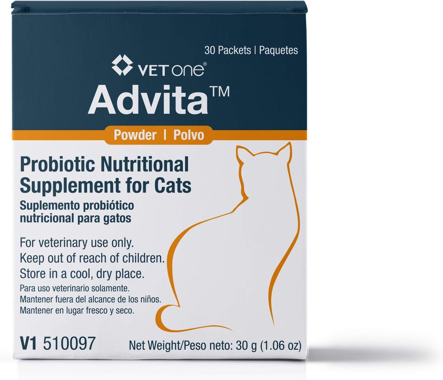 VetOne Advita Powder Probiotic Nutritional Supplement for Cats – 30 (1 gram) packets