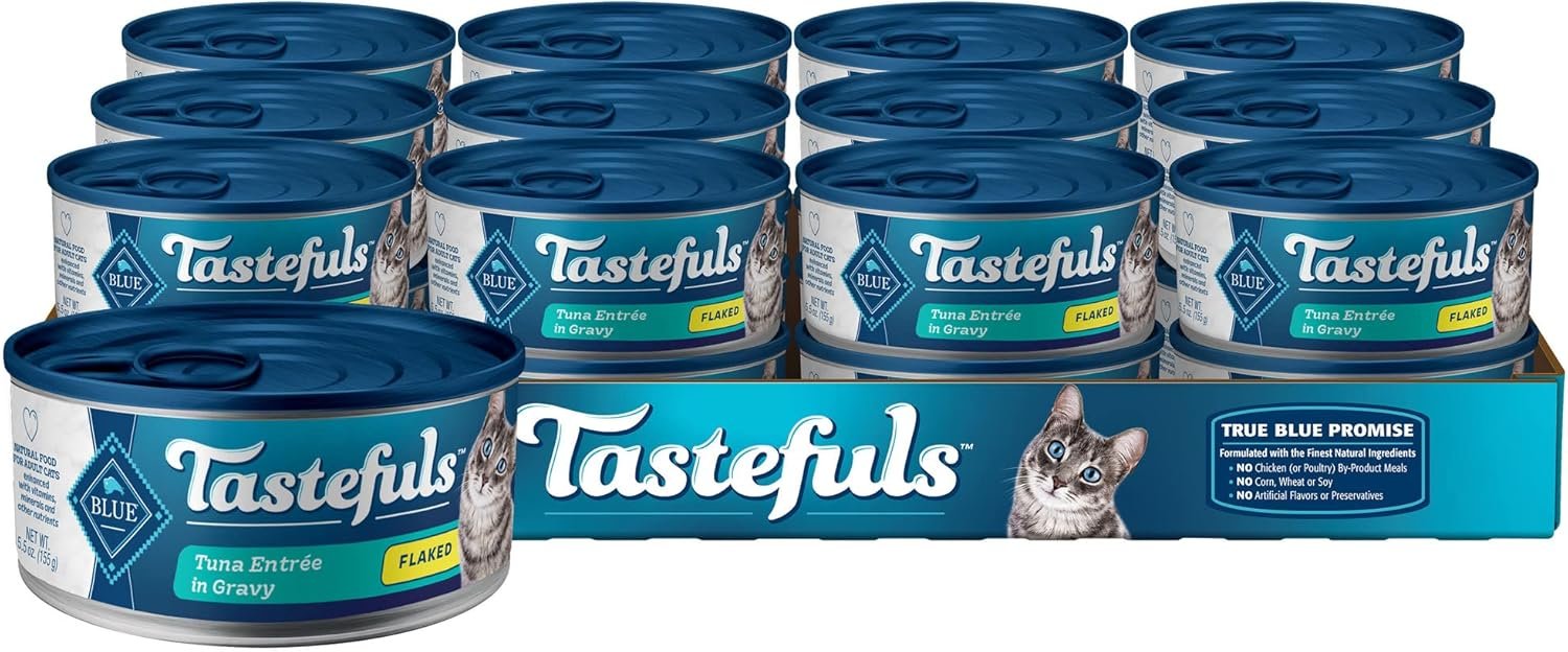 Blue Buffalo Tastefuls Flaked Wet Cat Food, Made with Natural Ingredients, Tuna Entrée in Gravy, 5.5-oz Cans (24 Count)
