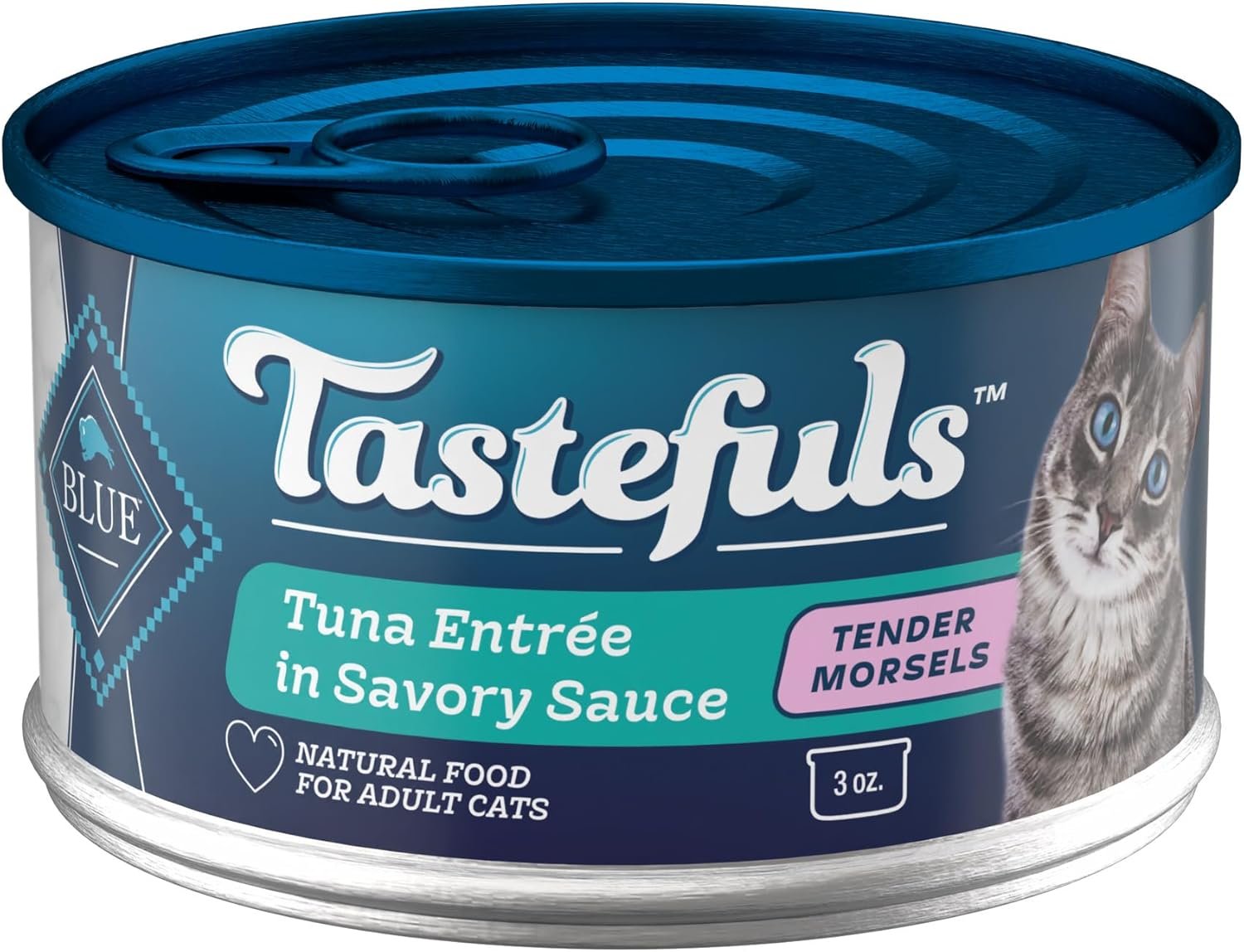 Blue Buffalo Tastefuls Wet Cat Food Morsels, Made with Natural Ingredients, Tuna, 3-oz Cans (24 Count)