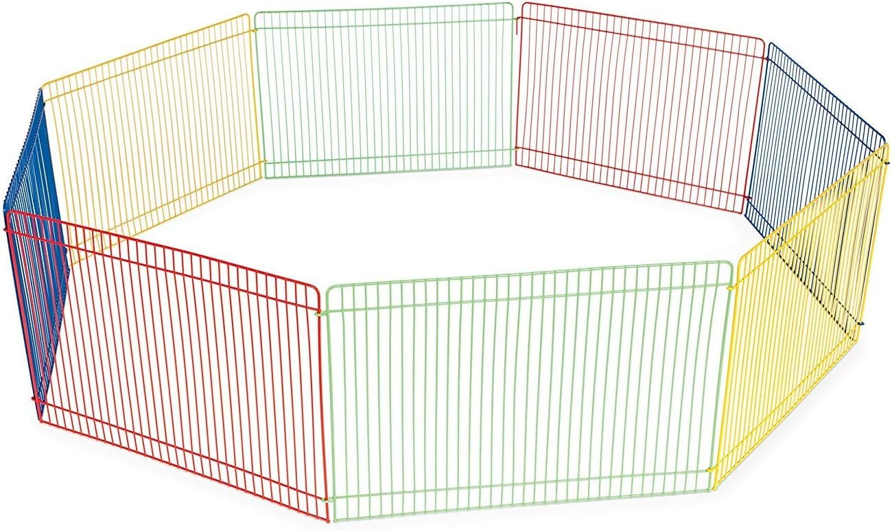 Prevue Pet Products Multi-Color Small Pet Playpen – Small Animal Pen for Rabbits, Guinea Pigs, Hamsters, Tortoises, Bunny Enclosure, Easy to Assemble, Indoor & Outdoor Play – Multi-Color