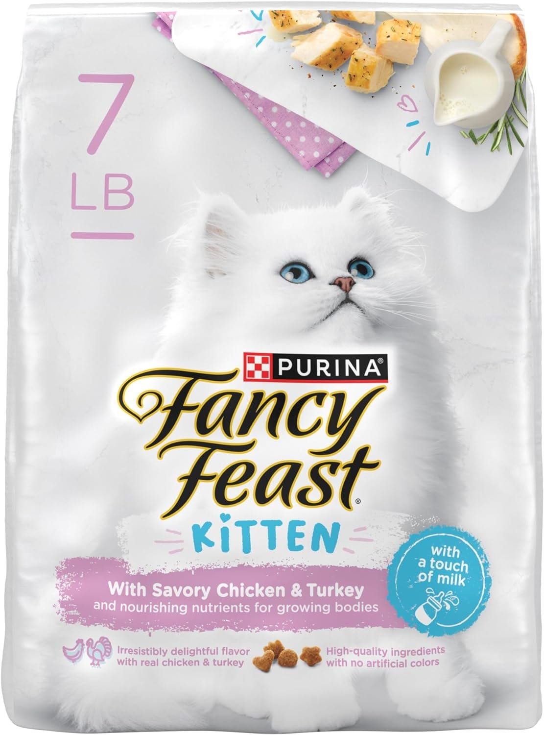 Purina Fancy Feast Kitten With Savory Chicken and Turkey Kitten Dry Food – 7 lb. Bag