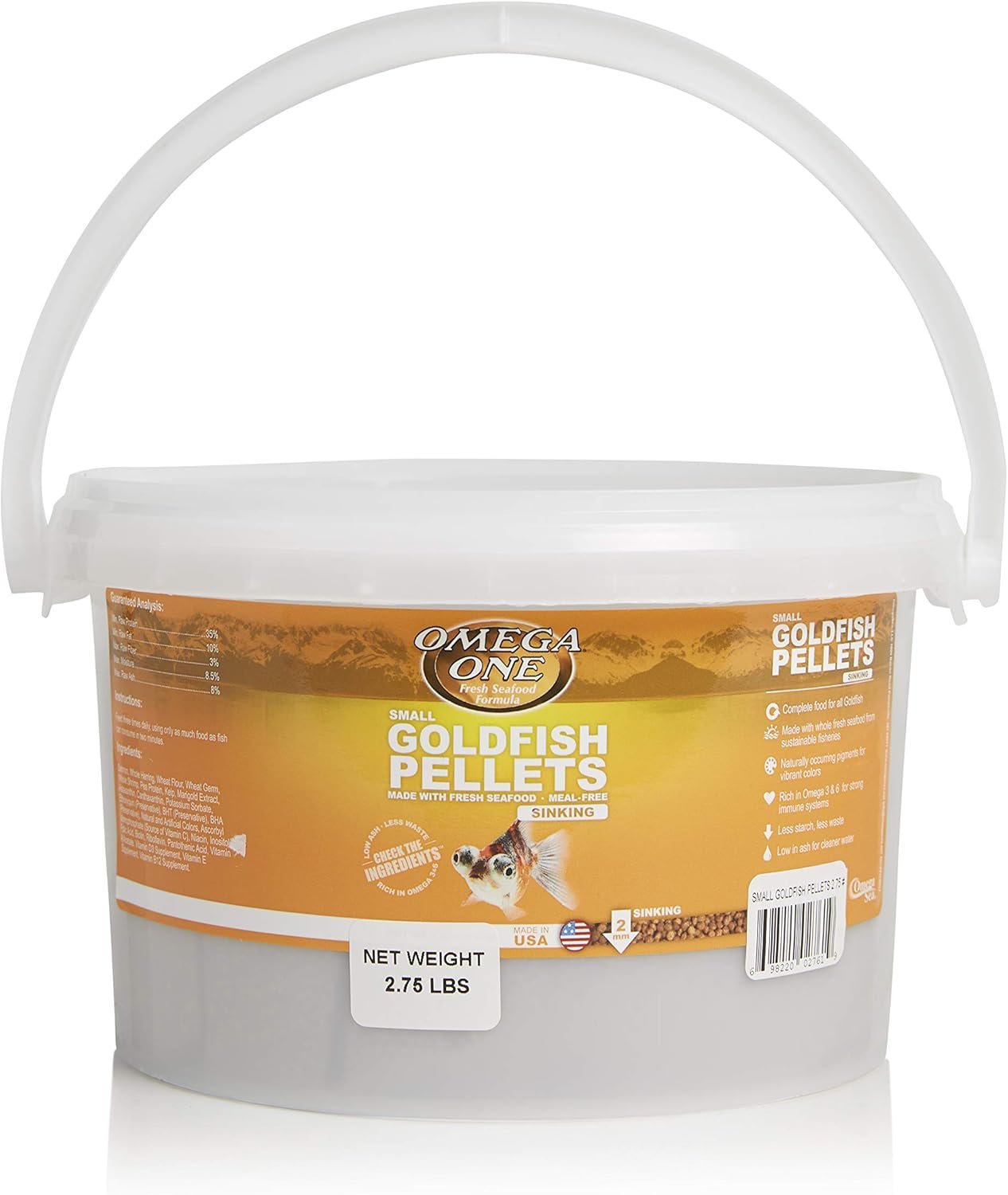 Omega One Goldfish Pellets, Sinking, Small, 2.75 lb x1