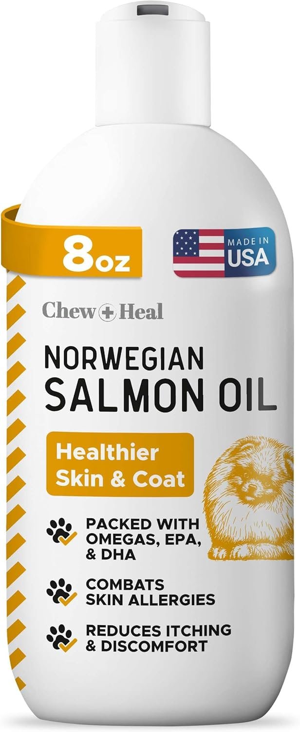 Salmon Oil for Dogs – Premium Fish Oil for Skin and Coat Health – Omega 3 Supplement – Supports Itchy Skin – 8 oz Liquid – Norwegian Dog Salmon Oil – Essential Dog Supplement