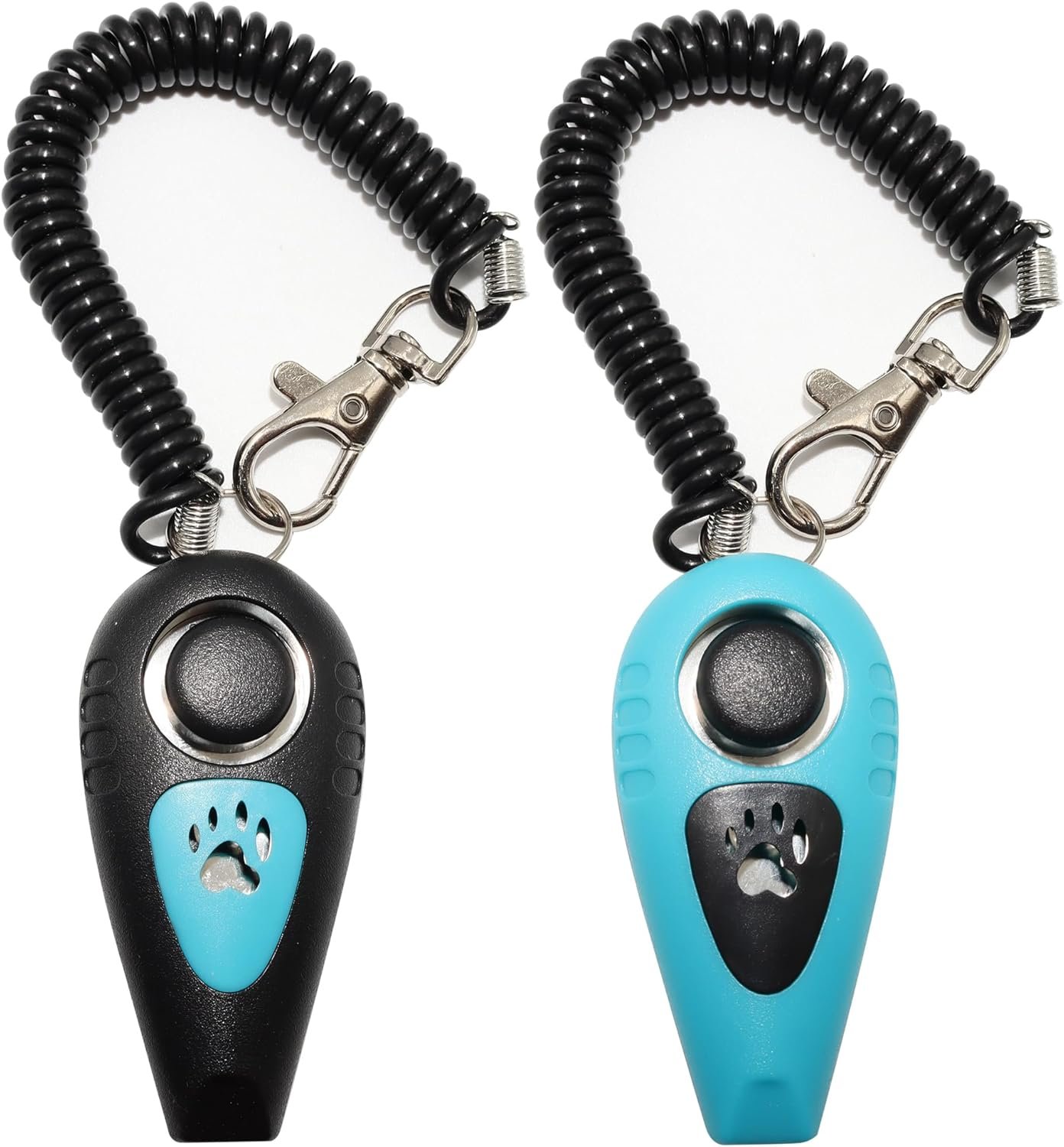Pet Training Clicker with Whistle and Wrist Strap – Dog Training Clickers Whistles (Black + Blue)