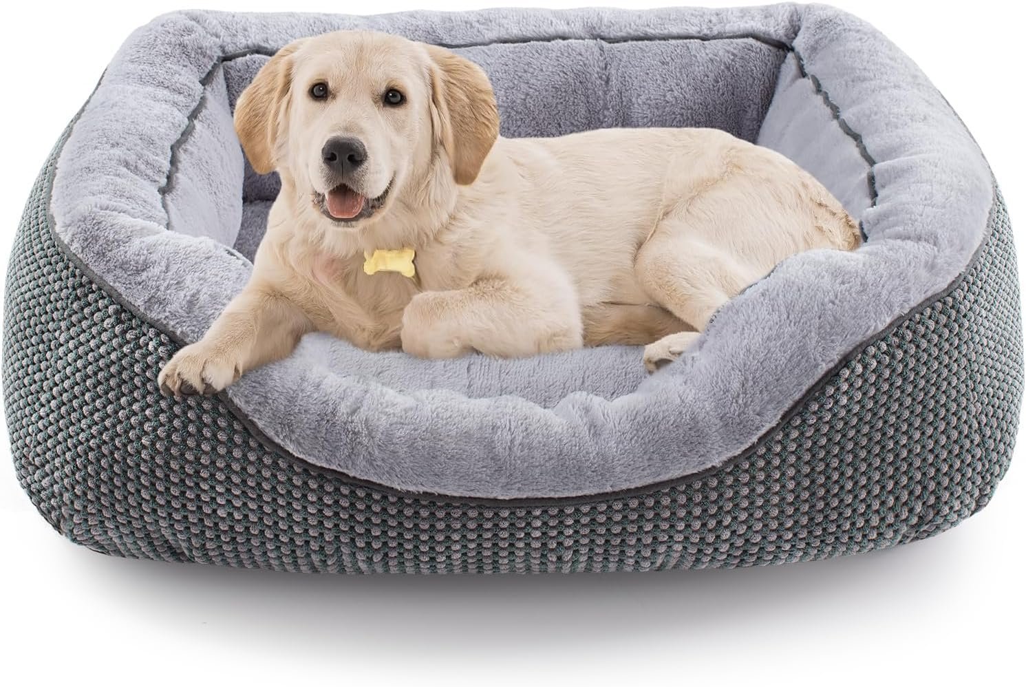 INVENHO Medium Dog Beds for Medium Dogs Washable, Rectangle Dog Bed Medium Size Dog, Orthopedic Dog Bed, Warming Soft Calming Sleeping Puppy Bed Durable Pet Bed with Anti-Slip Bottom M(30″x24″x9″)