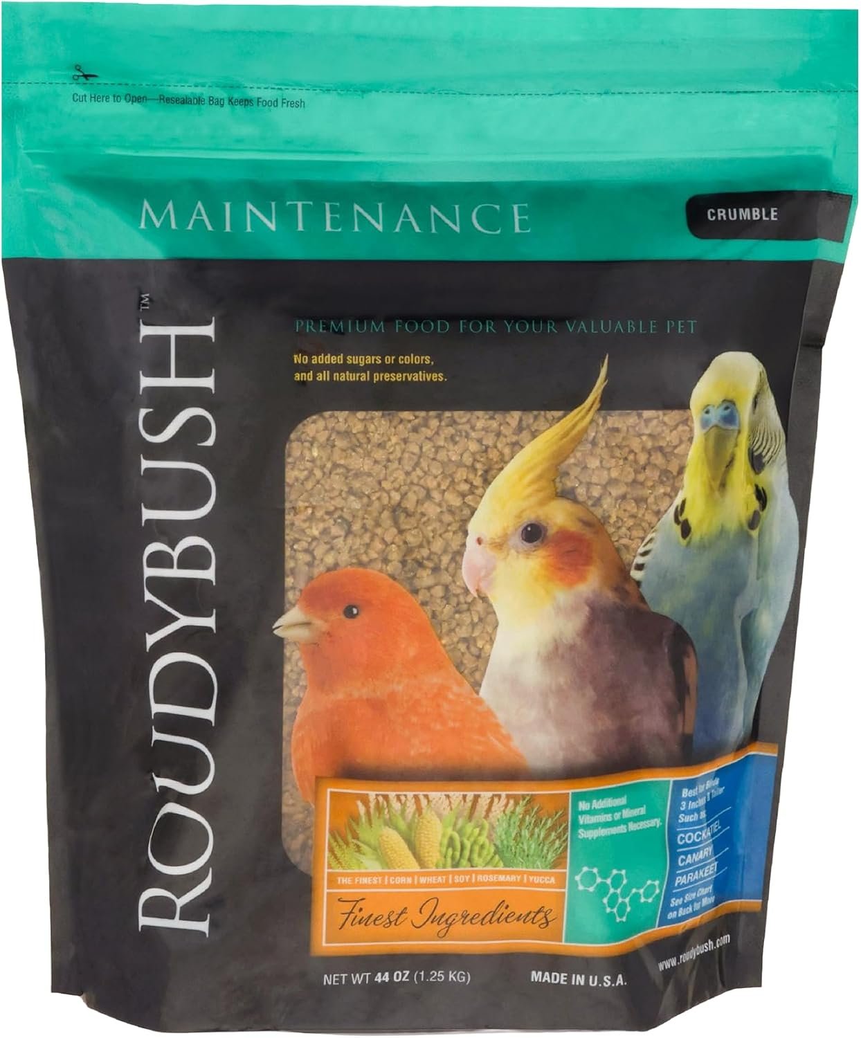 RoudyBush Daily Maintenance Bird Food, Crumbles, 44-Ounce, 2.75 lb (244CRDM)