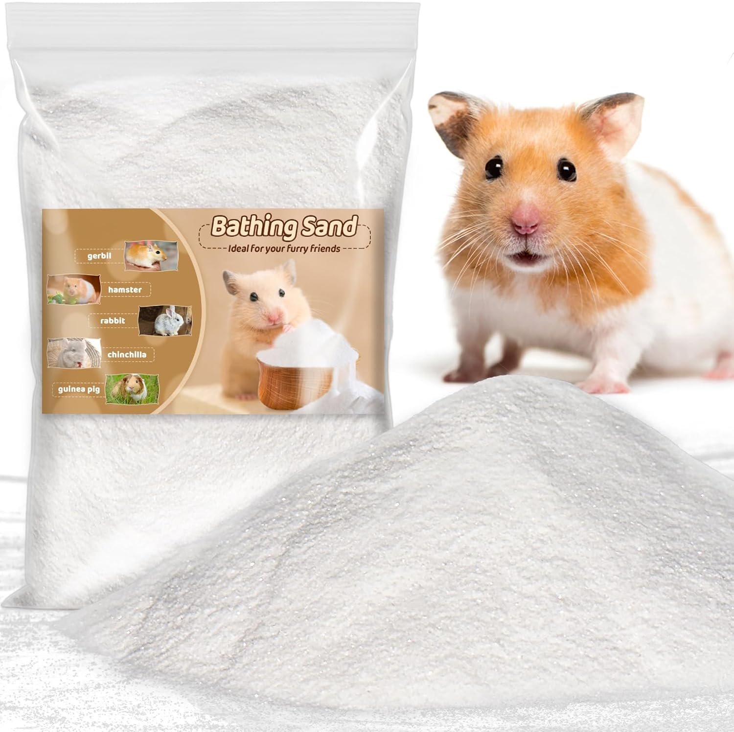 Sukh 14 OZ Hamster Sand Bath – Whit Fine Sand Hamster Bedding Reptile Silica Sand Gerbil Hideout for Hamster Chinchillas Gerbil Syrian Mice Small Animals Small Pets