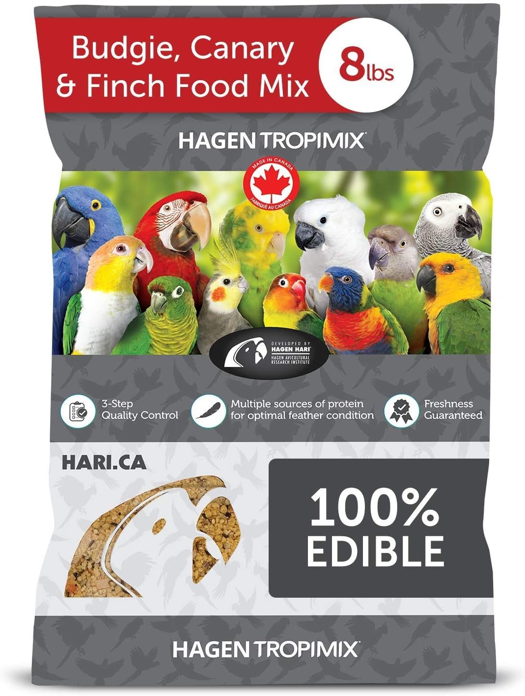 HARI Tropimix Bird Food for Budgies, Canaries And Finches, Hagen Parrot Food with Seeds, Egg, Fruits and Vegetables, Egg Food Mix, 8 lb Bag