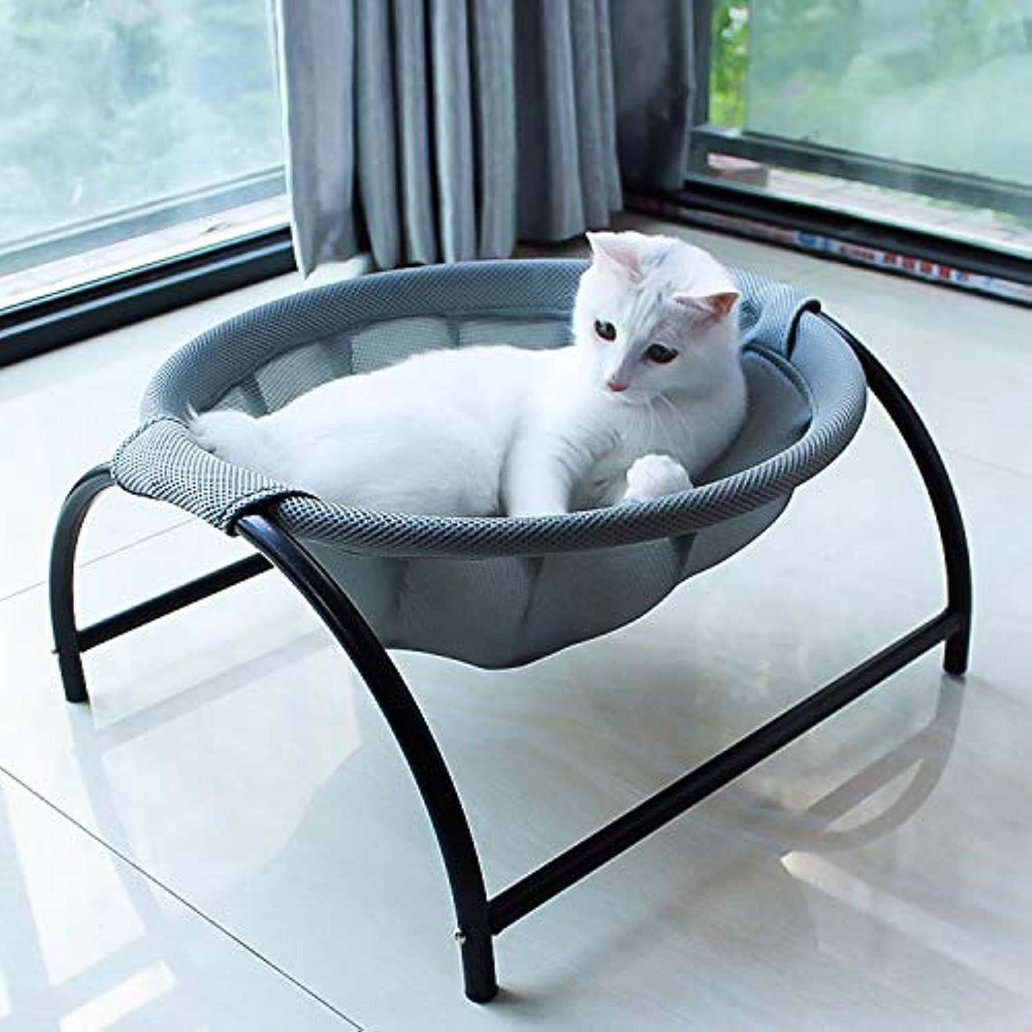 Cat Bed Dog/Pet Hammock Bed Free-Standing Kitty Sleeping Cat Supplies Pet Supplies Whole Wash Stable & Breathable Easy Assembly Indoors Outdoors, 16.9 in x 16.9 in x 9.5 in