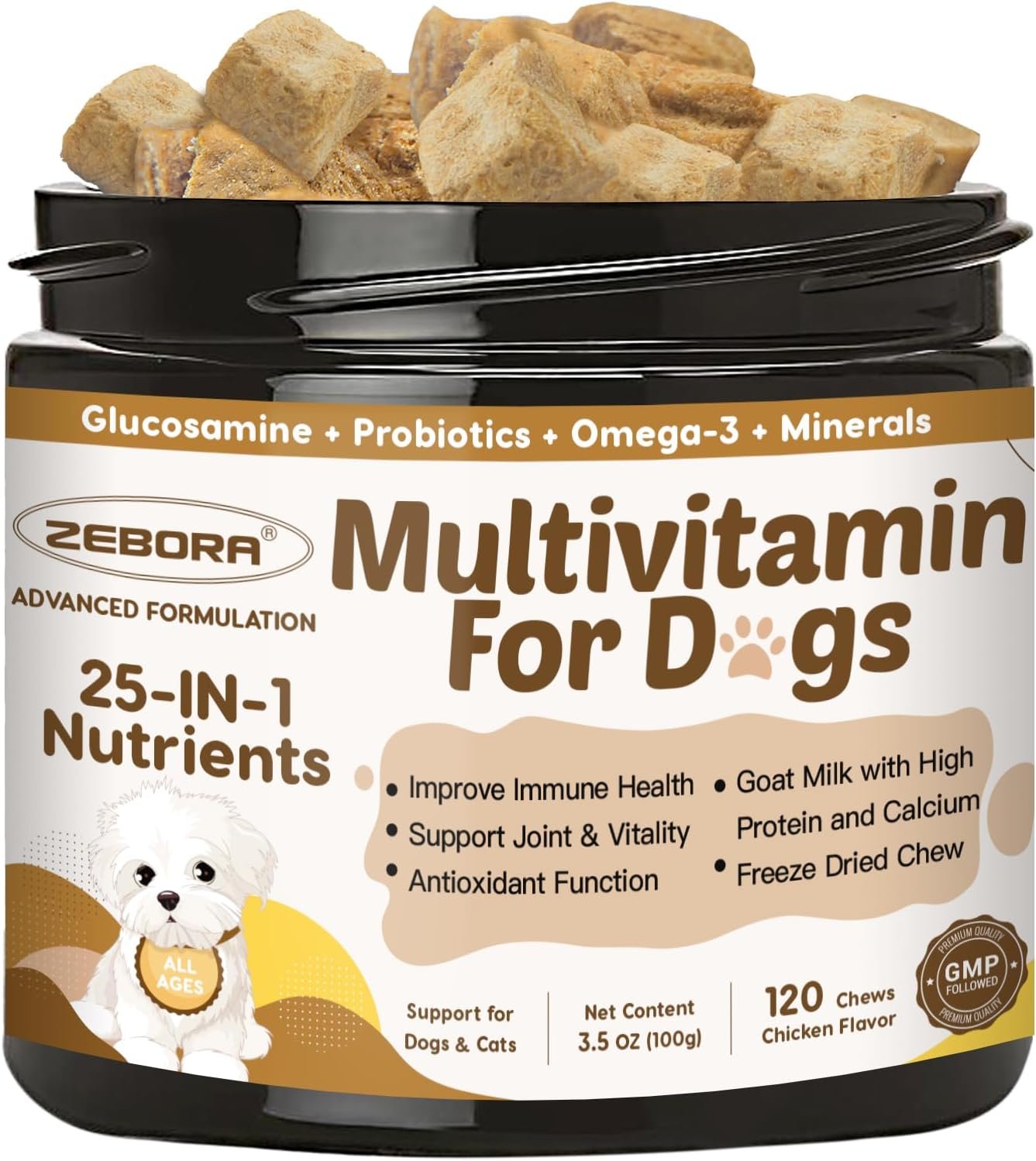 Dog Multivitamin with Probiotics – Dog Vitamins and Supplements – Multivitamin for Dogs with Glucosamine, Omega 3 and Probiotics for Dogs Digestive Health, Immunity, Joint, Hip, Skin and Coat