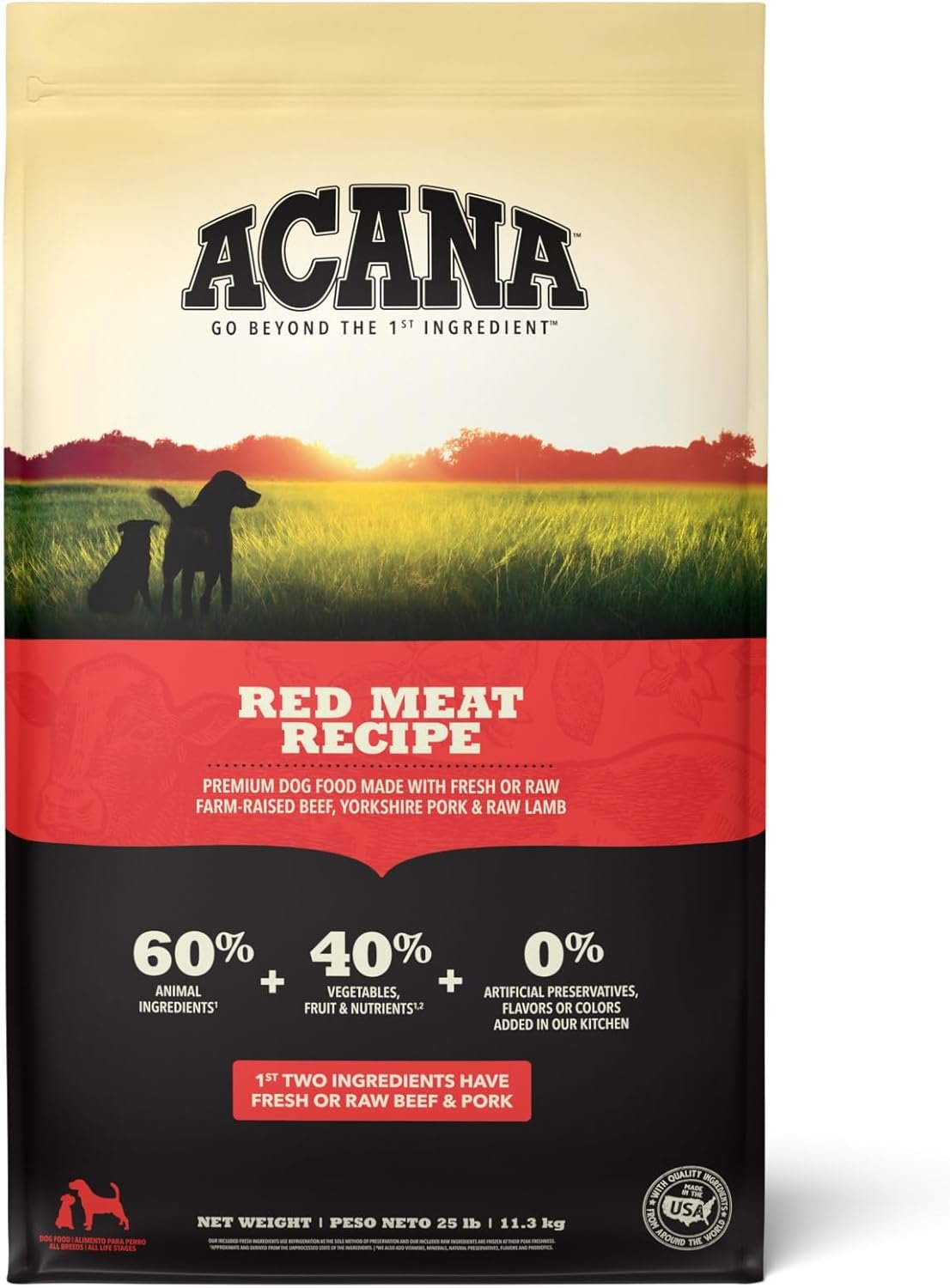ACANA Grain Free Dry Dog Food Red Meat Recipe 25lb Bag