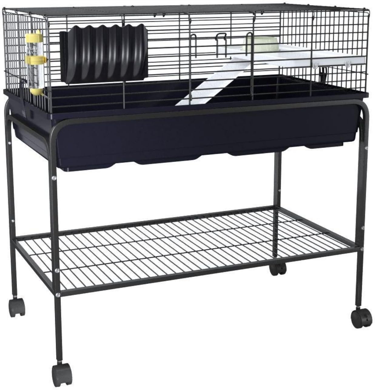 GarveeLife 3Pcs Guinea Pig Cage Kit, Hamster Cage with Storage Shelf, Rolling Rabbit Cage with Fooder, Water Bottle, Hay Feeder, Perfect for Hamster, Chinchilla, Gerbil, Hedgehog,