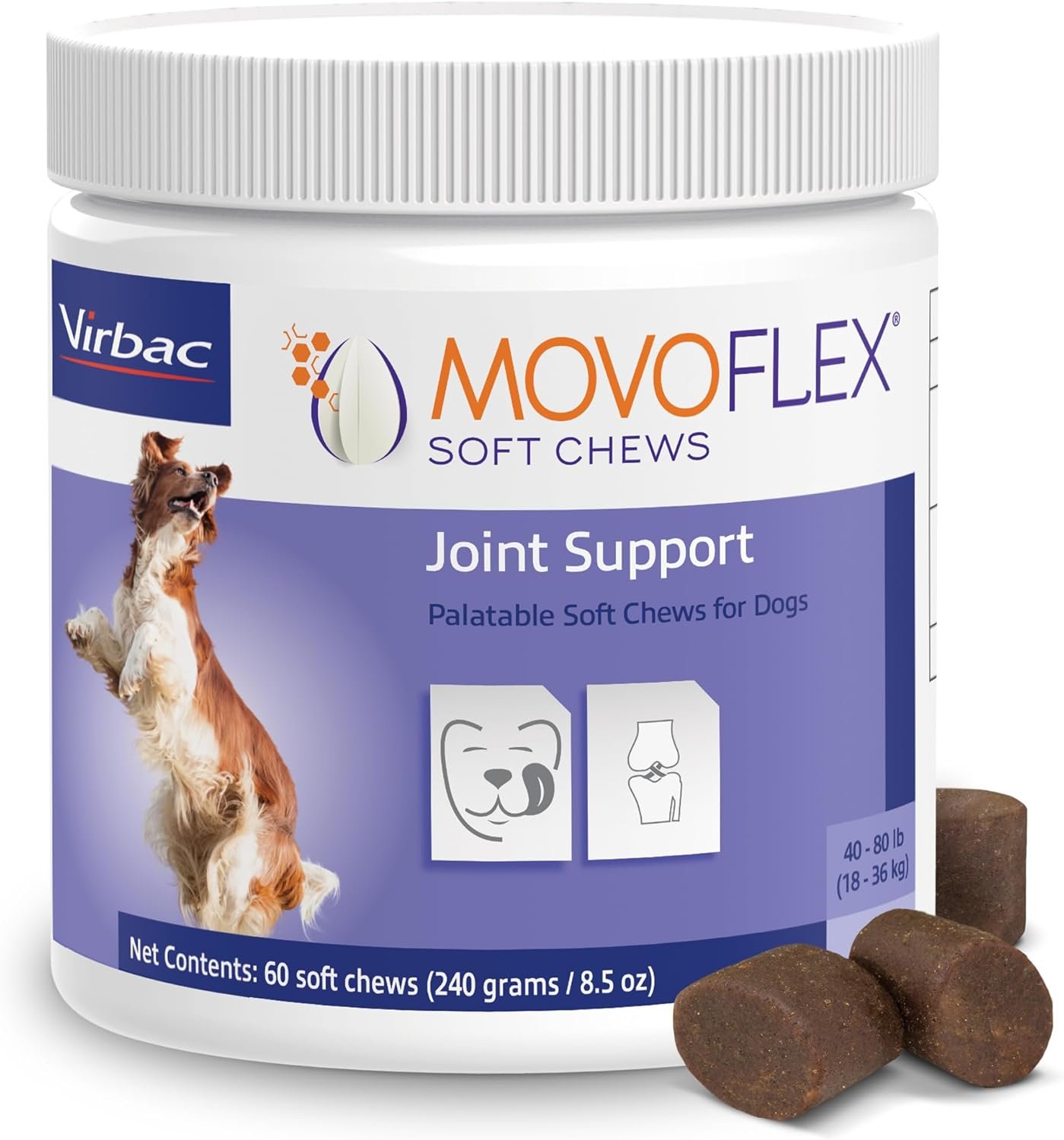 Virbac MOVOFLEX® Soft Chews | Hip and Joint Support Supplement for Medium Dogs (60 Count) | Veterinarian Formulated
