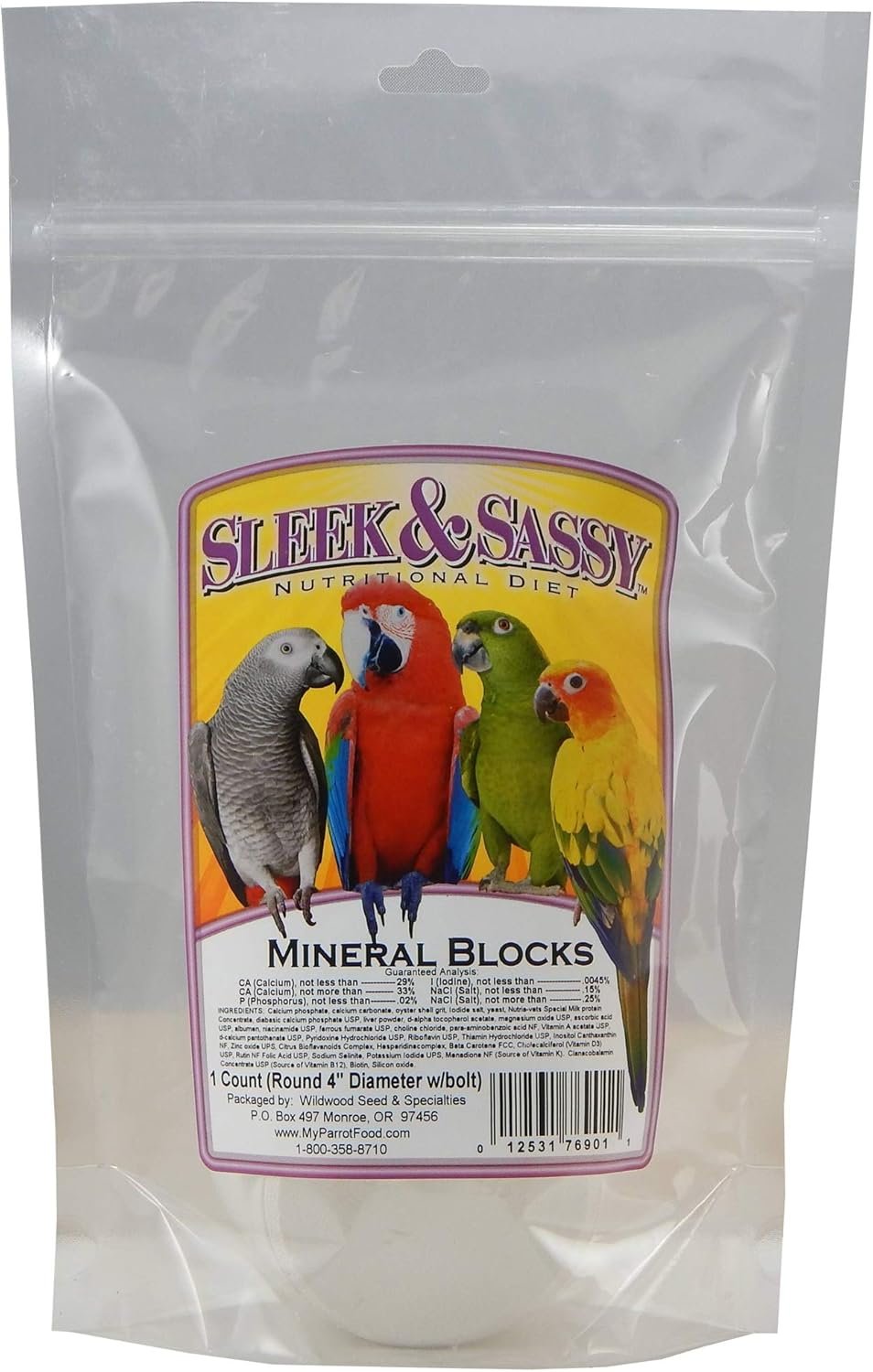 SLEEK & SASSY Large Mineral Block (4″ Diameter) for Birds