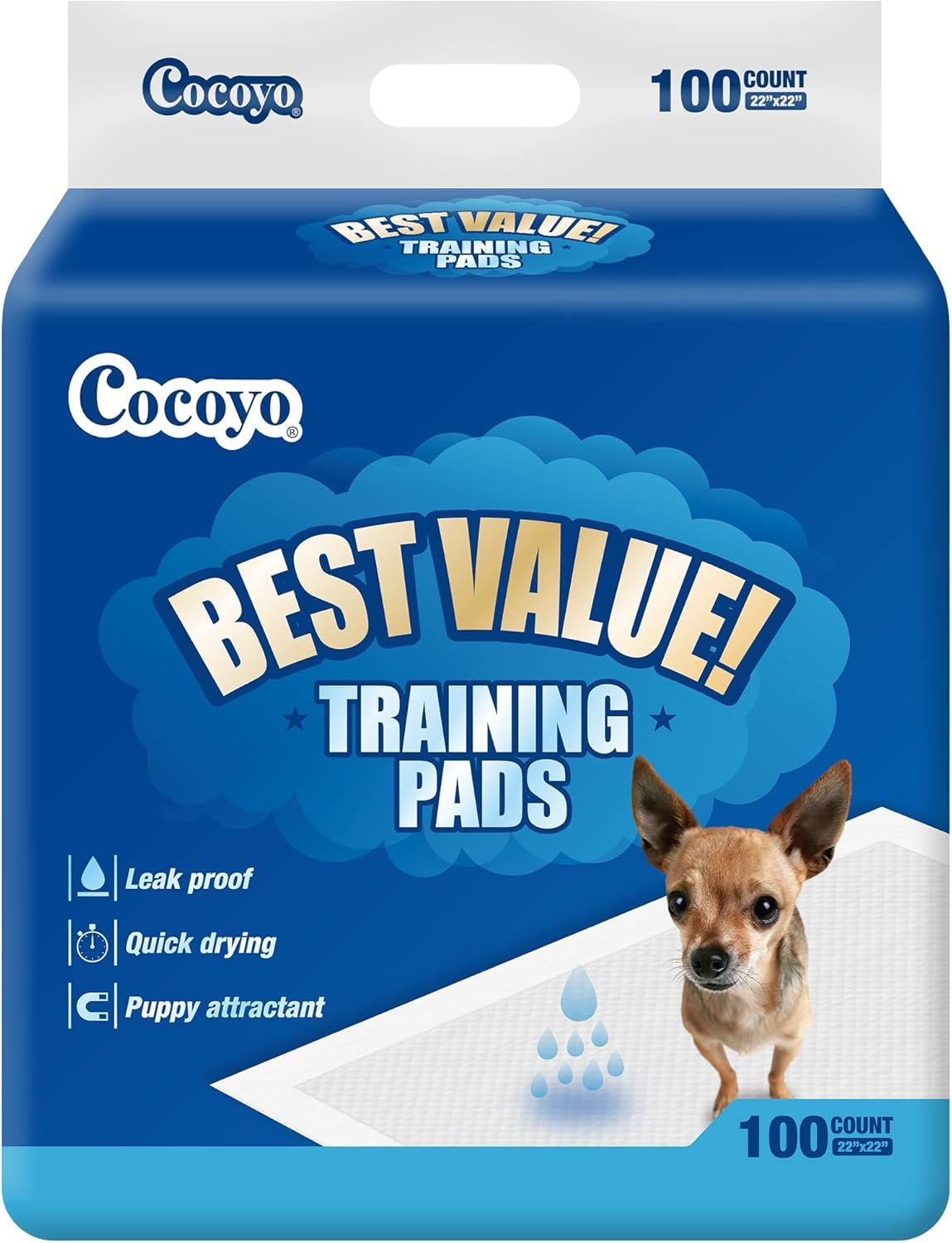 COCOYO Best Value Training Pads, 22″ by 22″, 100Count