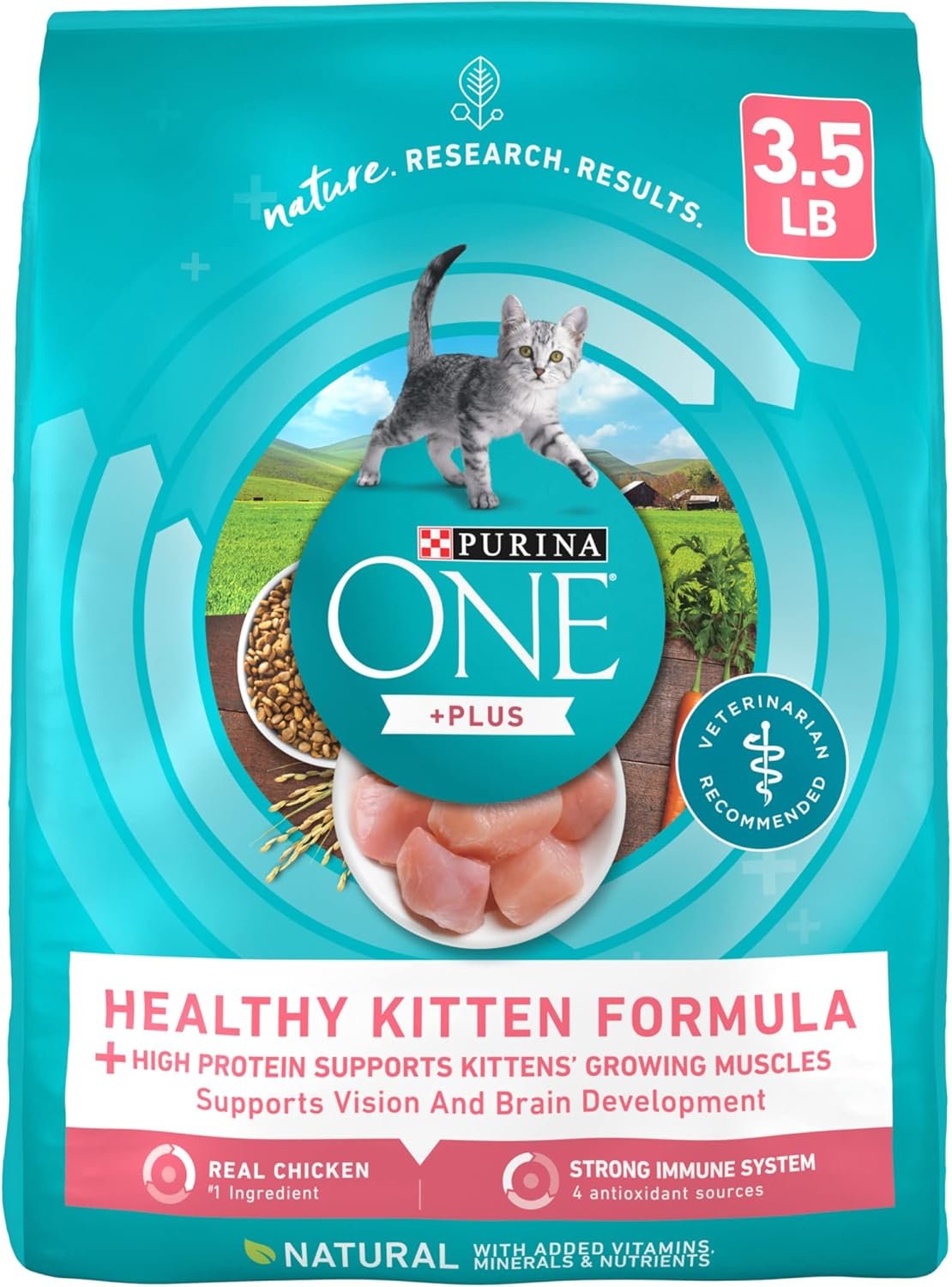 Purina ONE High Protein, Natural Dry Kitten Food, +Plus Healthy Kitten Formula – 3.5 lb. Bag