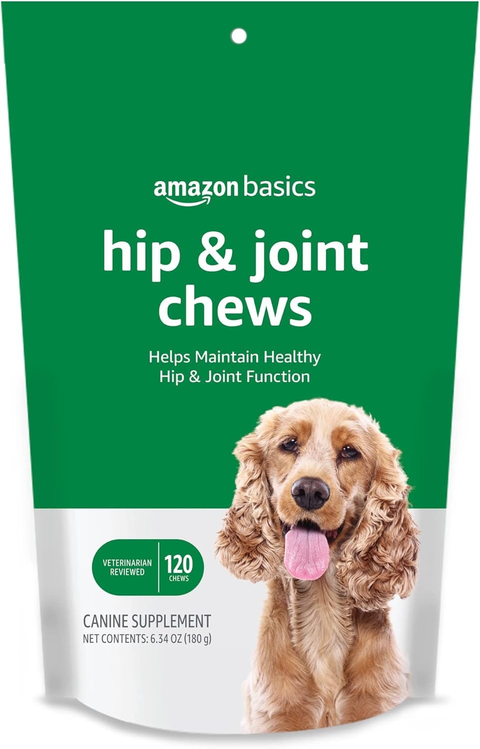 Amazon Basics Dog Hip & Joint Daily Supplement Chews with Glucosamine, MSM, and Vitamin C, Duck Flavored, 120 Count (Previously Solimo)
