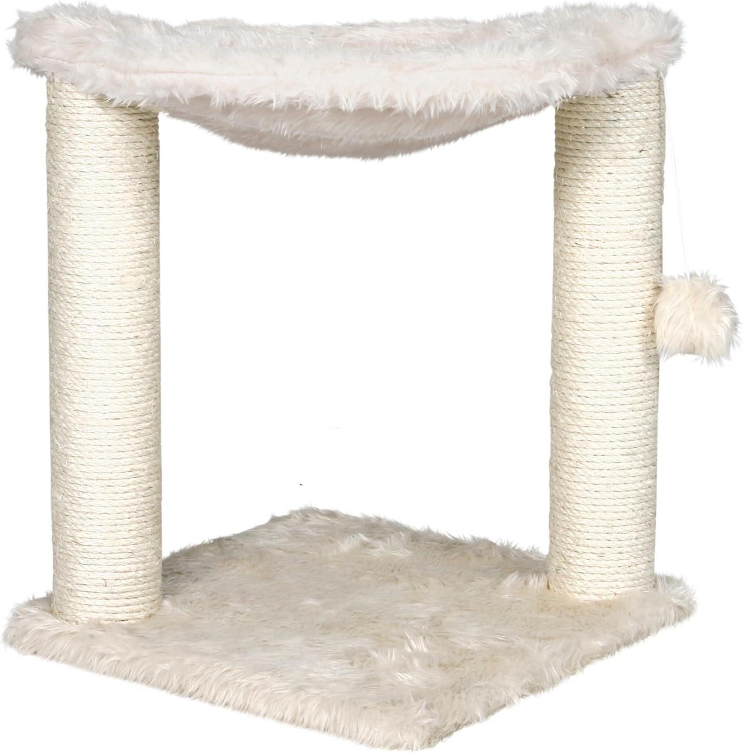 TRIXIE Baza Scratching Post with Hammock | 16″ Base, Cream, Small