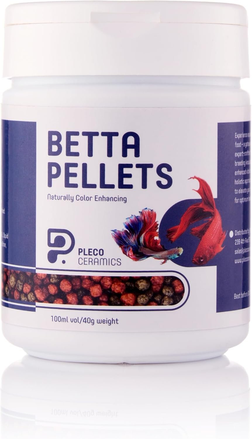 Plecoceramics Betta Fish Pellets Extreme Color, Complete Nutrition Plus Color Boost, Enhancing Floating Food Betta Fish (1.4 oz / 40 g)