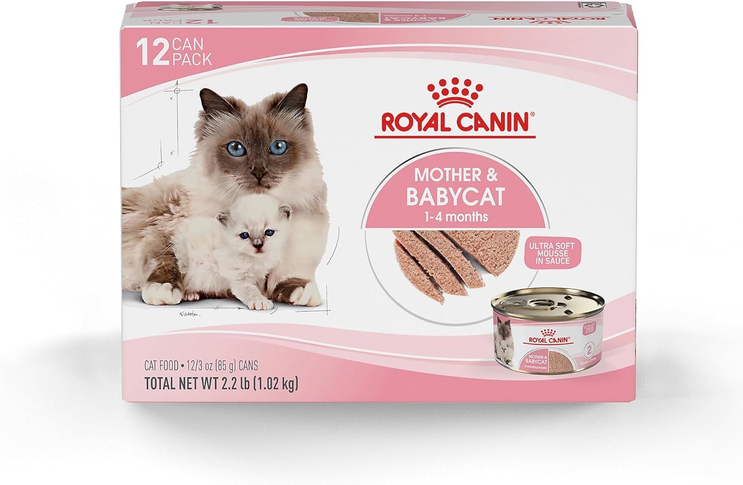 Royal Canin Feline Health Nutrition Mother & Babycat Queen Ultra Soft Mousse in Sauce Cat Food, 3 oz (Pack of 12)