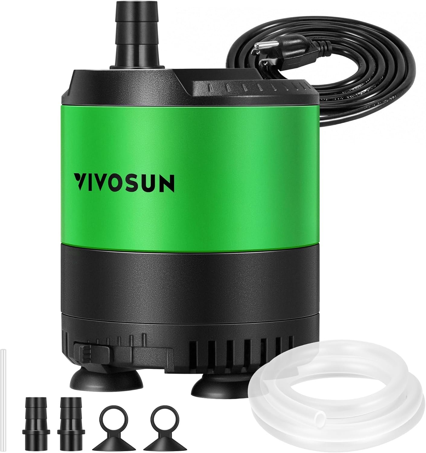 VIVOSUN 210 GPH 10W Submersible Water Pump, with Adjustable Water Flow, 4.9ft Tubing, Additional Ceramic Shaft, and Outlet Adapters, for Fish Tanks, Aquariums, Hydroponics, Fountains