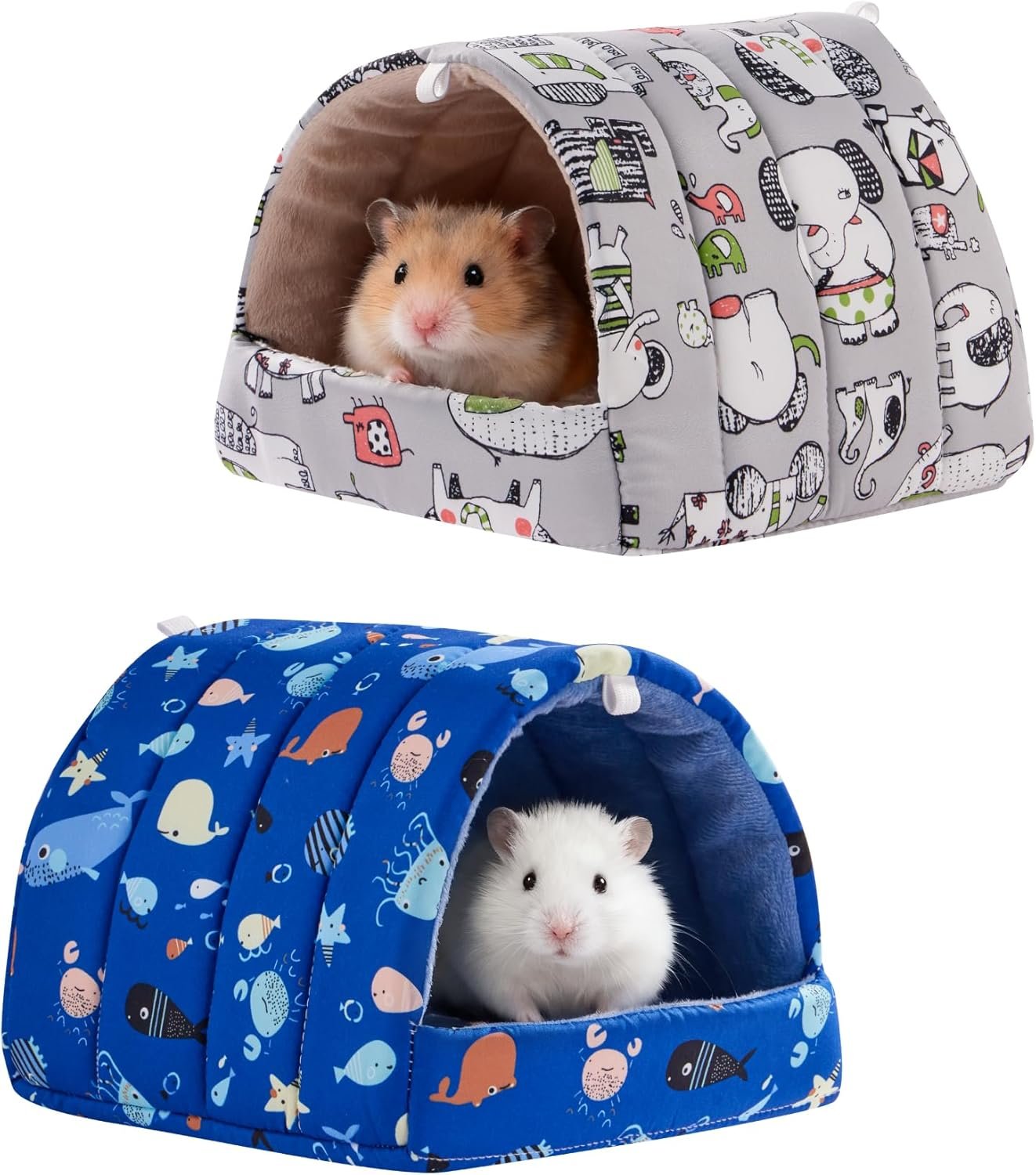 2 PCS Hamster Hideout,Washable Hamster Bed Hamster Bed Hut Hamster House, Small Animal Cage Accessories for Mouse Hedgehogs Ferrets Bearded Dragons and Rats