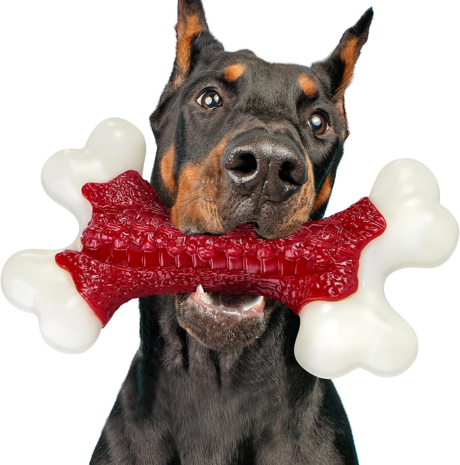 Tough Dog Toys for Aggressive Chewers Large Breed – 8” Beef Flavor Indestructible Nylon Dog Chew Toys for Large Dogs, Heavy Duty Dog Bone Keep Busy, Teething Dental Care Toy Dog Birthday Gift