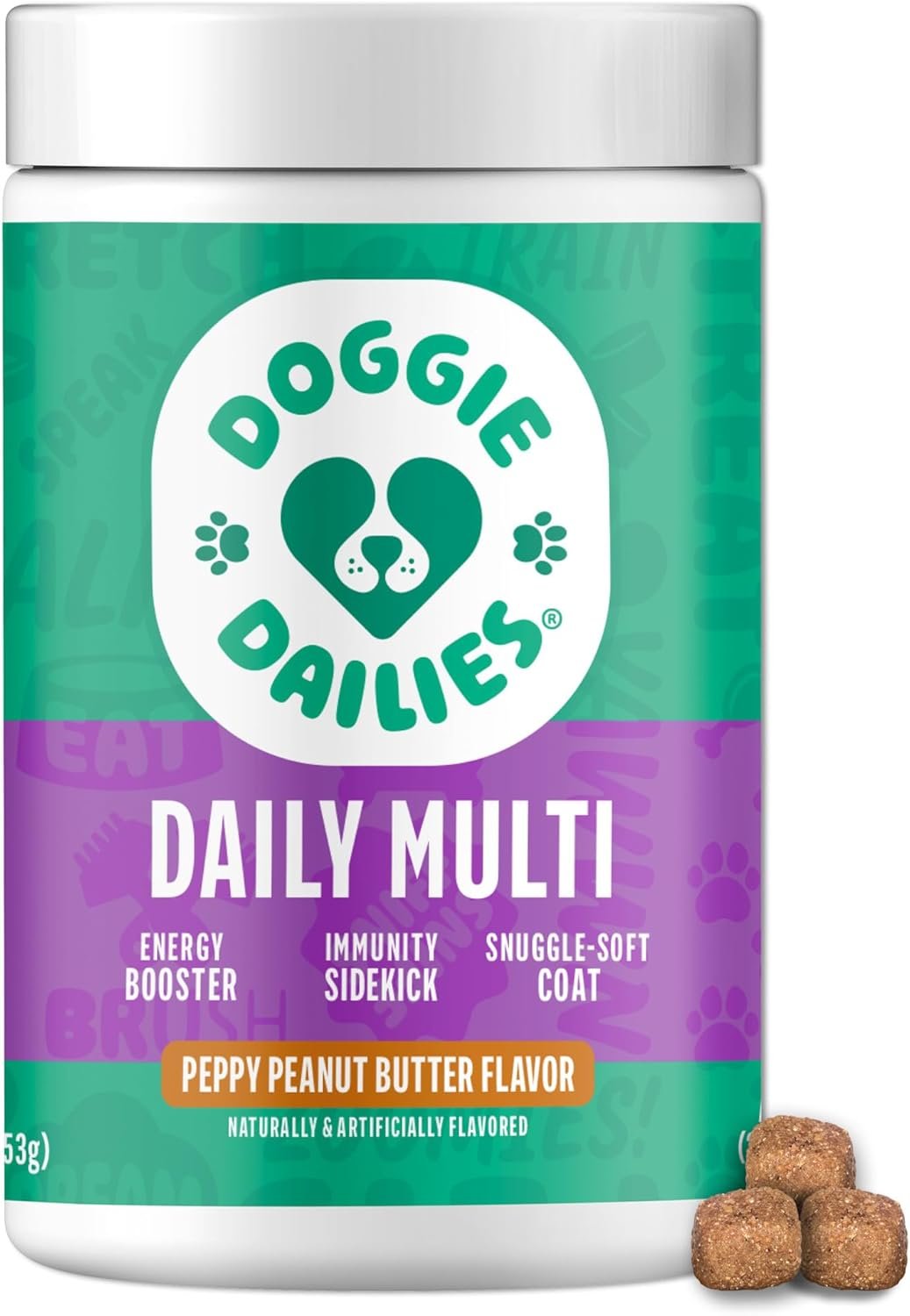 Doggie Dailies 5 in 1 Multivitamin for Dogs, Dog Multivitamin for Skin and Coat Health, Joint Health, Improved Digestion, Antioxidants, Support a Healthy Immune System (Peanut Butter) 225 Soft Chews